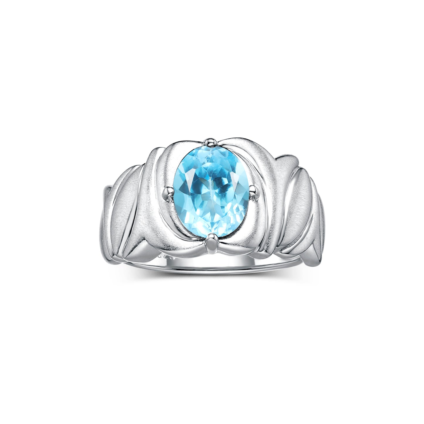 RYLOS Solitaire 9X7MM Oval Gemstone Ring with Satin Finish Band Sterling Silver Birthstone Rings Size 5-10