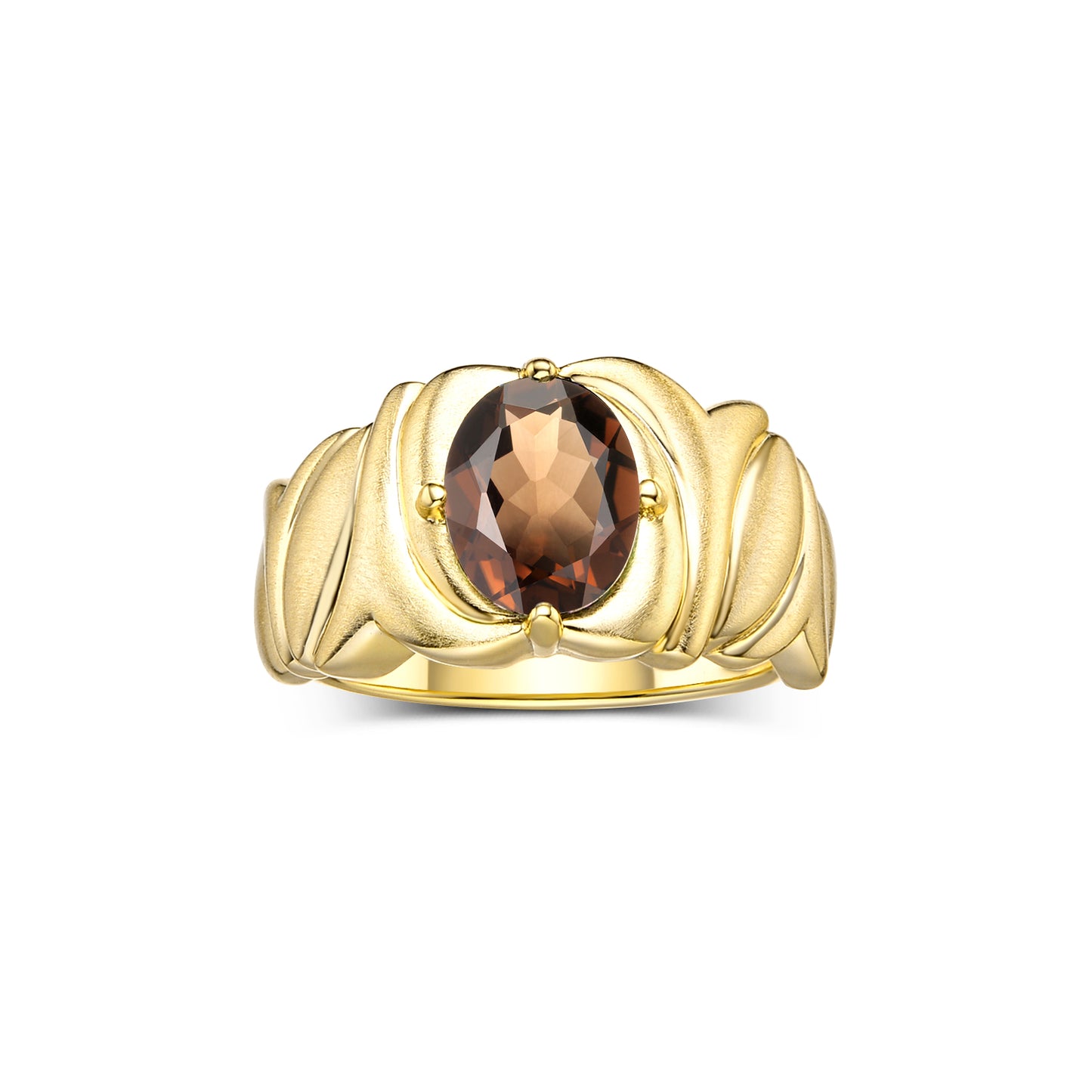 RYLOS 14K Yellow Gold Ring Solitaire 9X7MM Oval Gemstone with Satin Finish Band Color Stone Birthstone Jewelry for Women Sizes 5-10