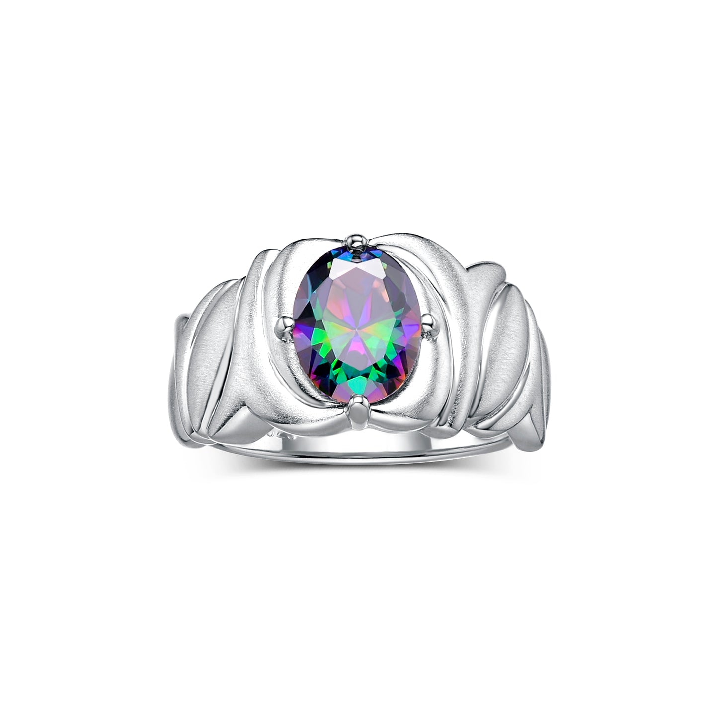RYLOS Solitaire 9X7MM Oval Gemstone Ring with Satin Finish Band Sterling Silver Birthstone Rings Size 5-10