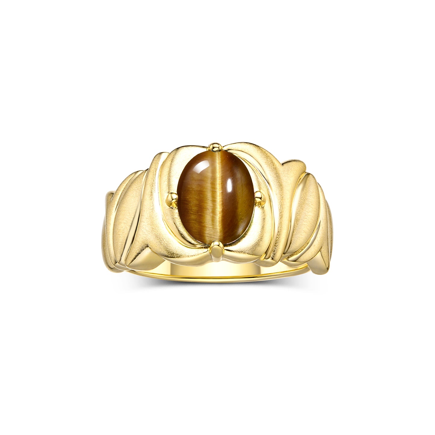 RYLOS Solitaire 9X7MM Oval Gemstone Ring with Satin Finish Band Yellow Gold Plated Silver Birthstone Rings Size 5-10