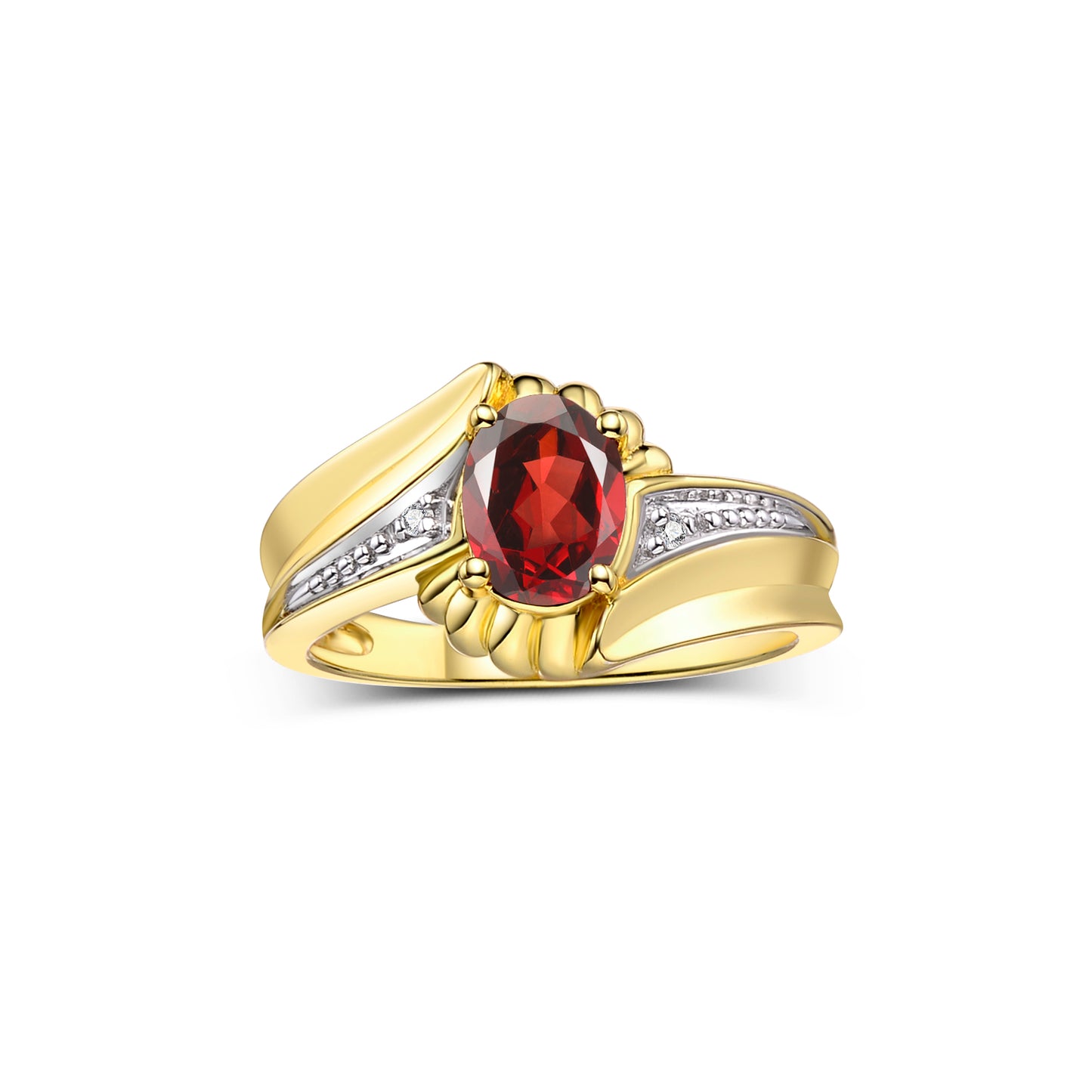 RYLOS 14K Yellow Gold Swirl Z Ring with 7X5MM Oval Gemstone & Diamond Accent Exquisite Color Stone Birthstone Jewelry for Women Available in Sizes 5-10