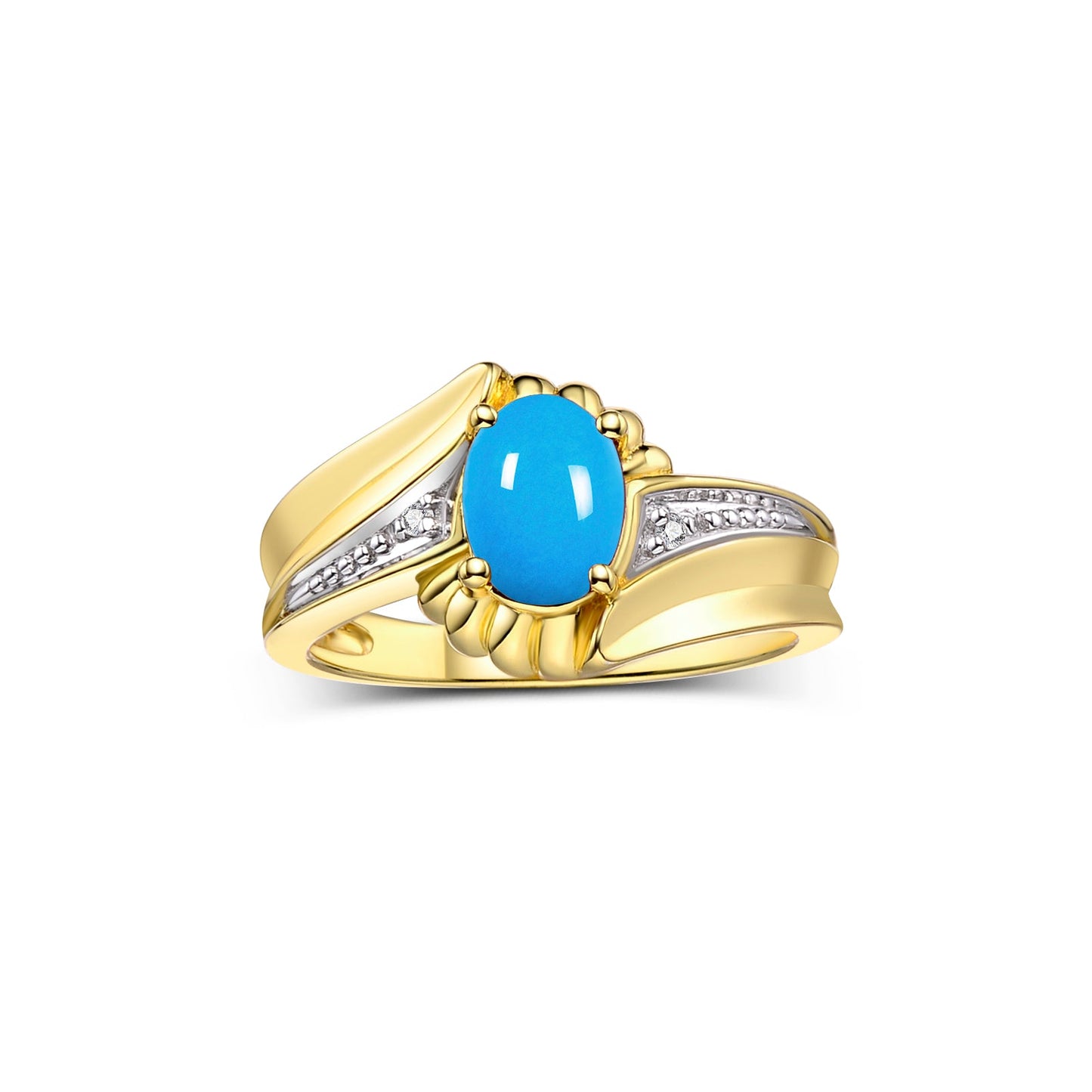 RYLOS Swirl Z Ring with 7X5MM Oval Gemstone & Diamond Accent – Elegant Birthstone Jewelry for Women in Yellow Gold Plated Silver – Available in Sizes 5-10