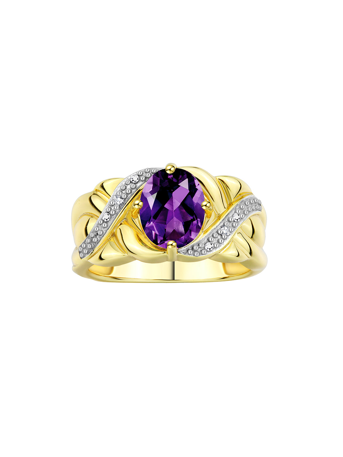 RYLOS Classic Ring with 9X7MM Oval Gemstone & Diamonds Radiant Birthstone Color Stone Jewelry for Women In Yellow Gold Plated Silver Available in Sizes 5-13
