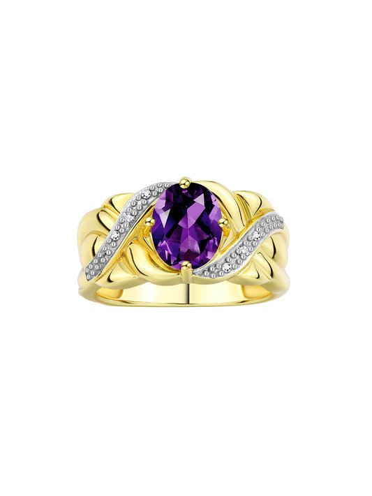 RYLOS Classic Ring with 9X7MM Oval Gemstone & Diamonds Radiant Birthstone Color Stone Jewelry for Women In Yellow Gold Plated Silver Available in Sizes 5-13