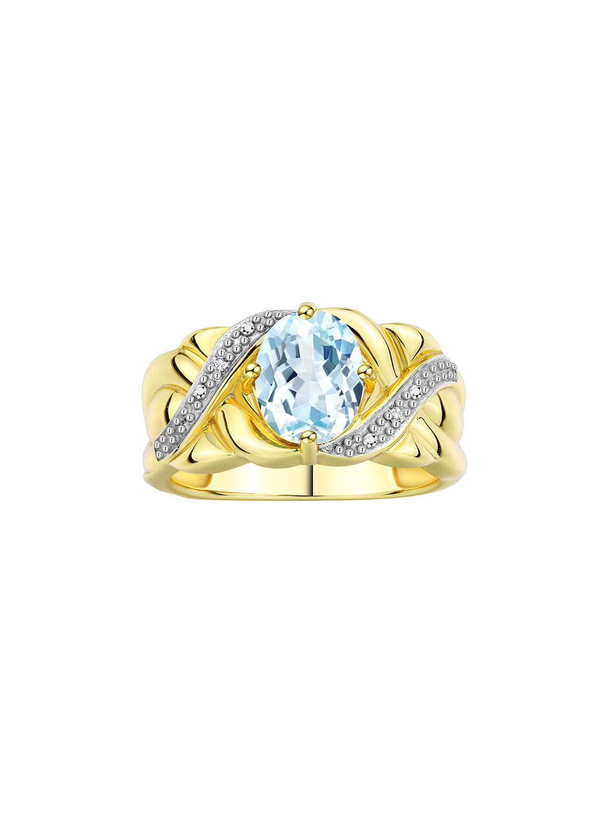 RYLOS Classic Ring with 9X7MM Oval Gemstone & Diamonds Radiant Birthstone Color Stone Jewelry for Women In Yellow Gold Plated Silver Available in Sizes 5-13