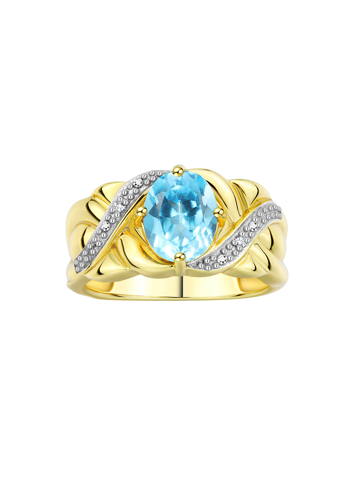 RYLOS 14K Yellow Gold Classic Ringith 9X7MM Oval Gemstone & Sparkling Diamondsxquisite Gem Jewelry for Womenvailable in Sizes 5-10