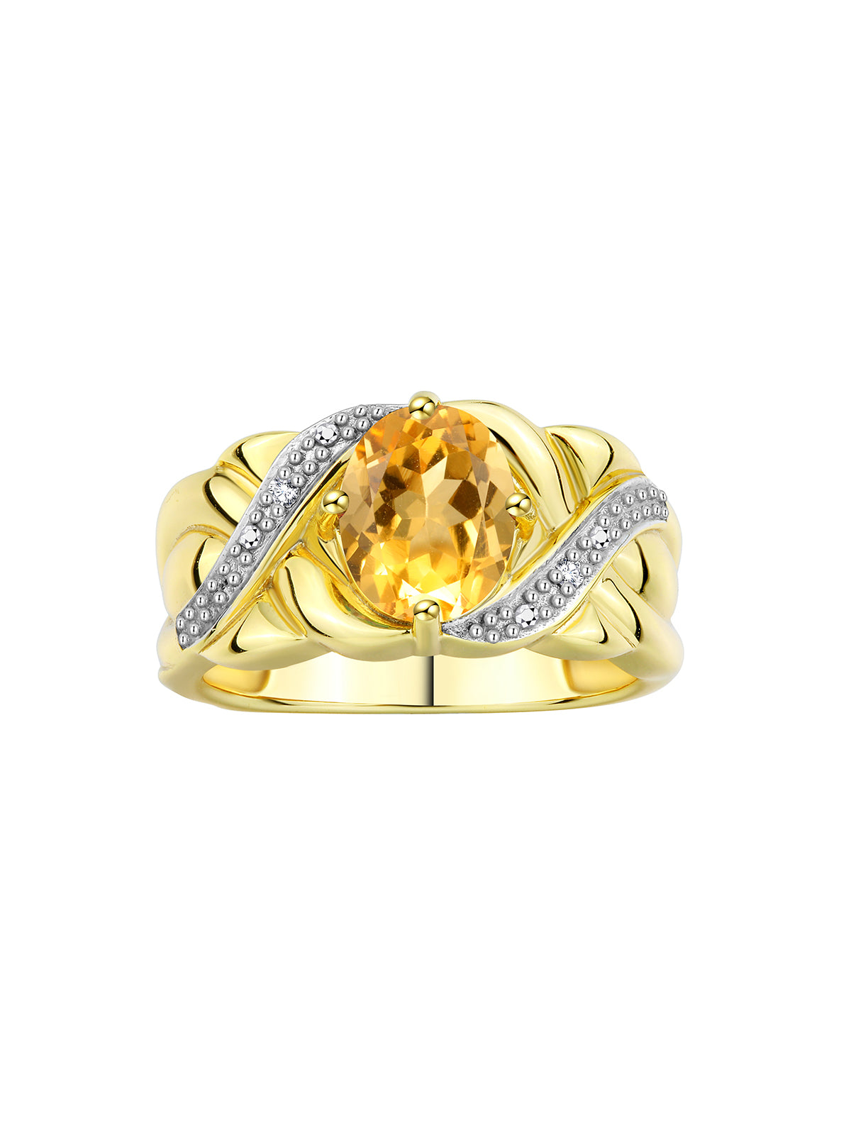 RYLOS Classic Ring with 9X7MM Oval Gemstone & Diamonds Radiant Birthstone Color Stone Jewelry for Women In Yellow Gold Plated Silver Available in Sizes 5-13