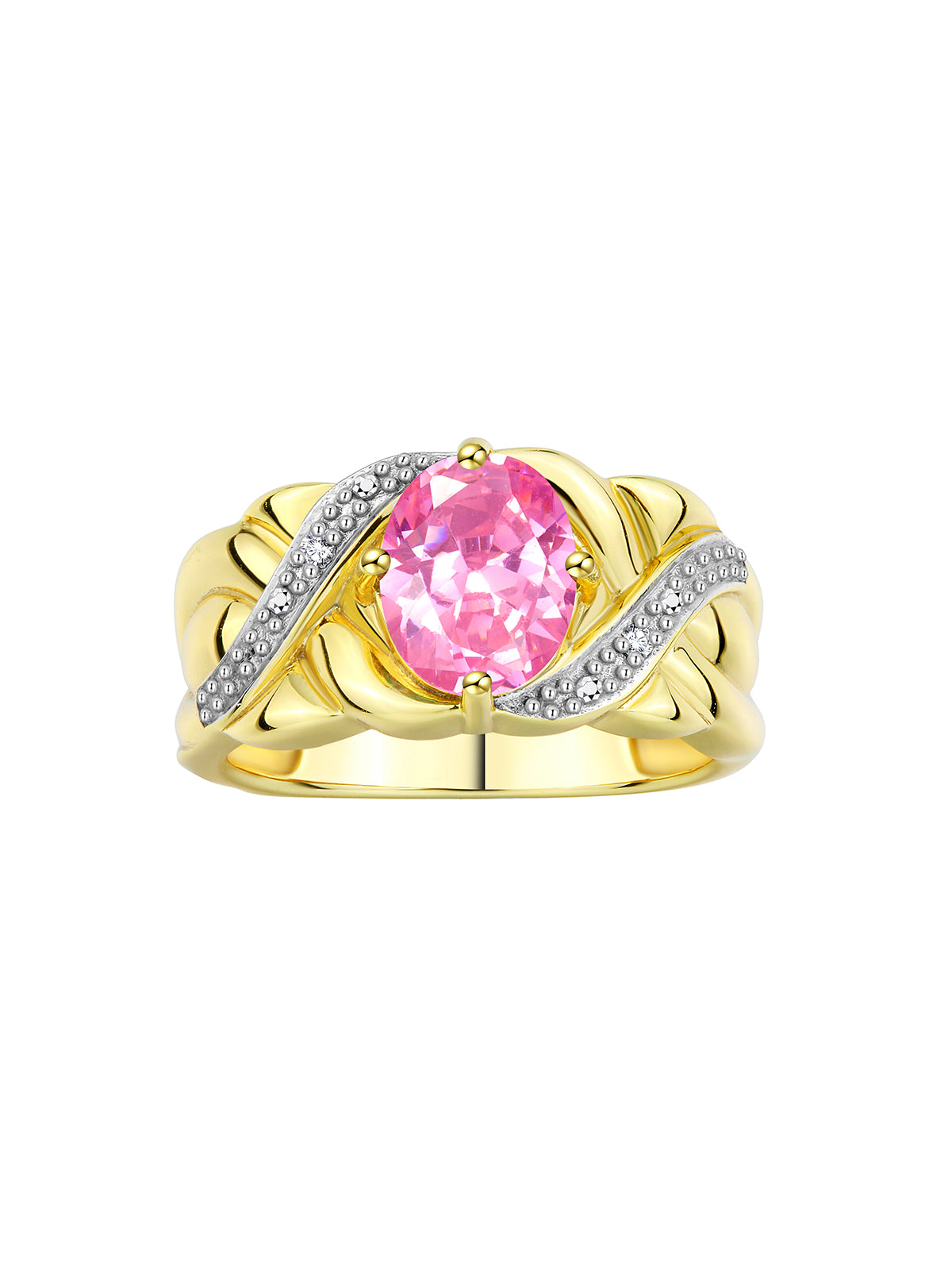 RYLOS Classic Ring with 9X7MM Oval Gemstone & Diamonds Radiant Birthstone Color Stone Jewelry for Women In Yellow Gold Plated Silver Available in Sizes 5-13