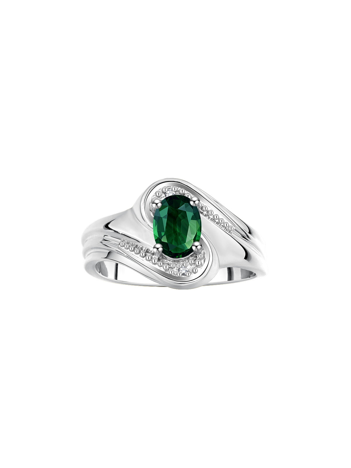 RYLOS Designer Swirl Style Ring Sterling Silver 925 : 7X5MM Oval Gemstone & Diamond Accent - Birthstone Jewelry for Women - Available in Sizes 5-10.