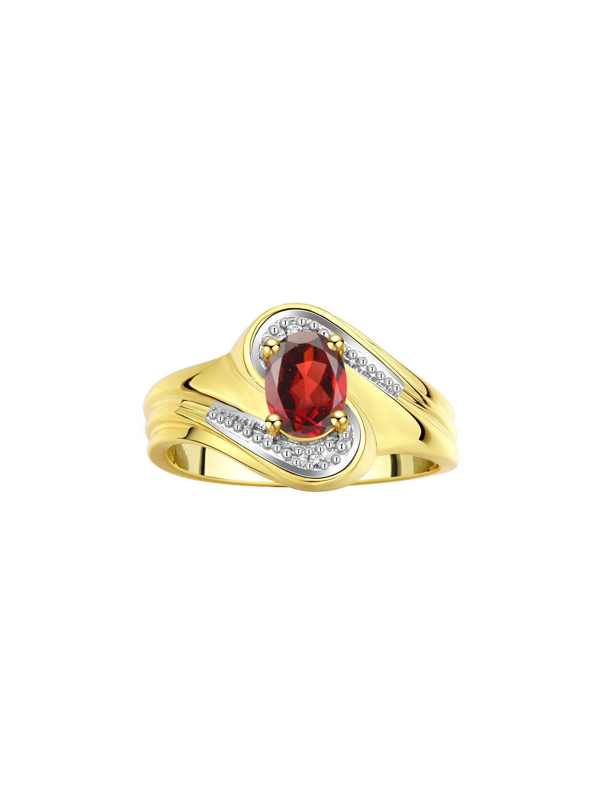 RYLOS Designer Swirl Style Ring Yellow Gold Plated Silver 925 : 7X5MM Oval Gemstone & Diamond Accent - Birthstone Jewelry for Women - Available in Sizes 5-10.