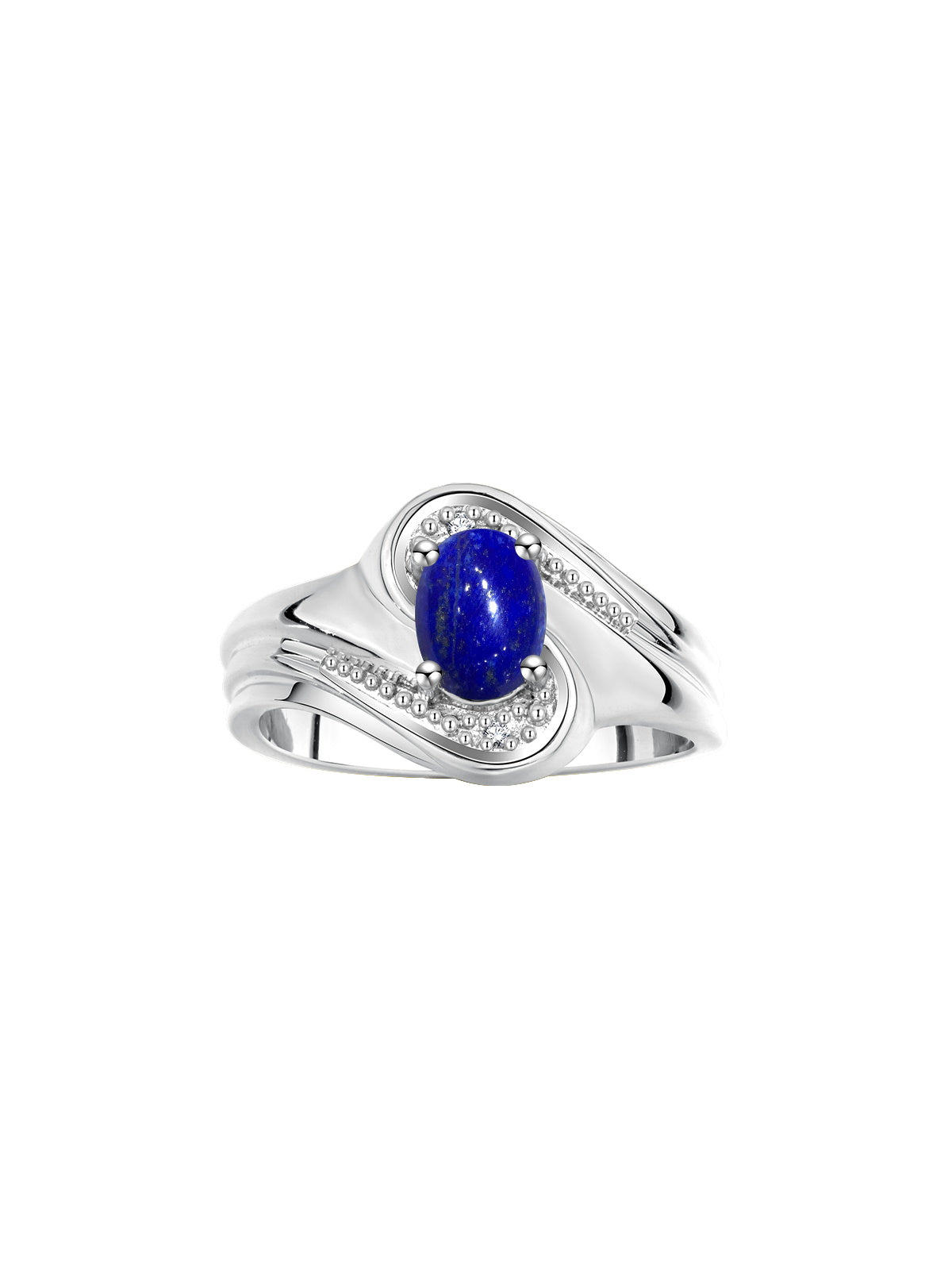 RYLOS Designer Swirl Style Ring Sterling Silver 925 : 7X5MM Oval Gemstone & Diamond Accent - Birthstone Jewelry for Women - Available in Sizes 5-10.