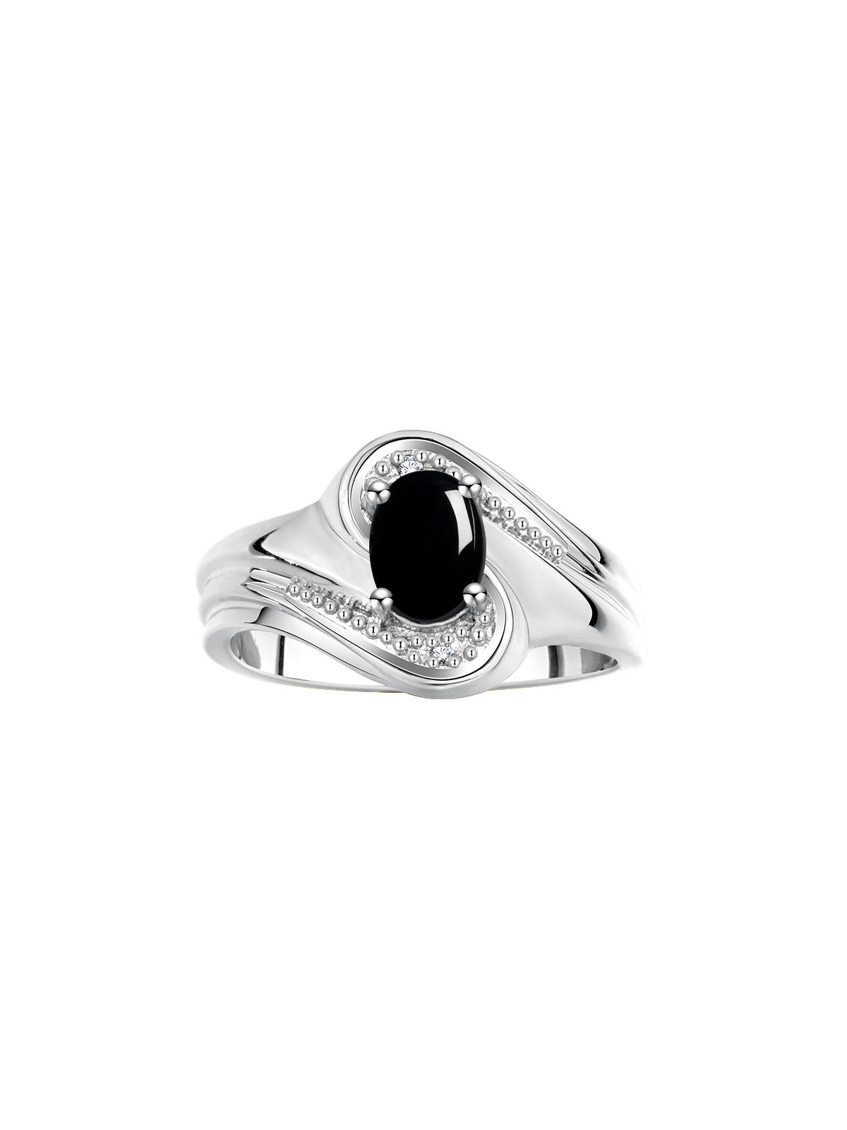 RYLOS Designer Swirl Style Ring Sterling Silver 925 : 7X5MM Oval Gemstone & Diamond Accent - Birthstone Jewelry for Women - Available in Sizes 5-10.