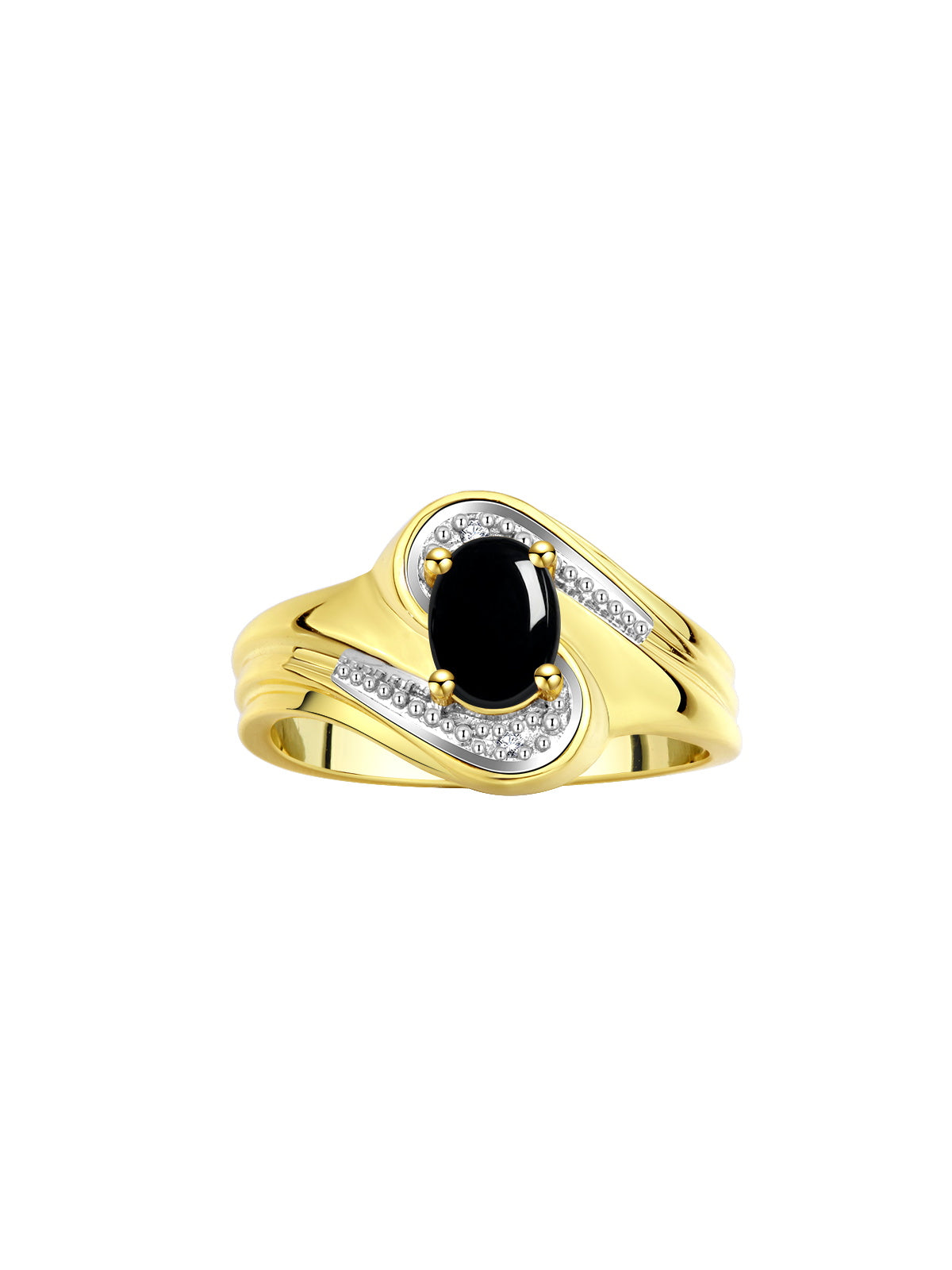RYLOS Designer Swirl Style Ring Yellow Gold Plated Silver 925 : 7X5MM Oval Gemstone & Diamond Accent - Birthstone Jewelry for Women - Available in Sizes 5-10.