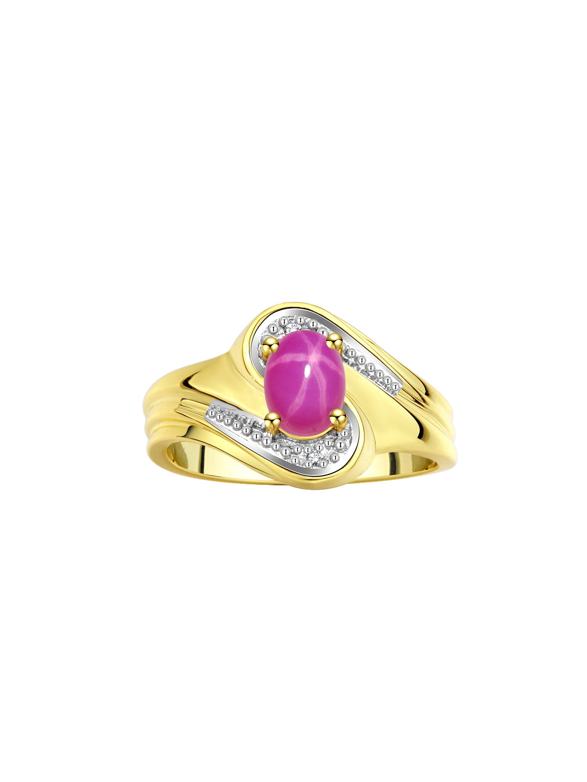 RYLOS Designer Swirl Style Ring Yellow Gold Plated Silver 925 : 7X5MM Oval Gemstone & Diamond Accent - Birthstone Jewelry for Women - Available in Sizes 5-10.