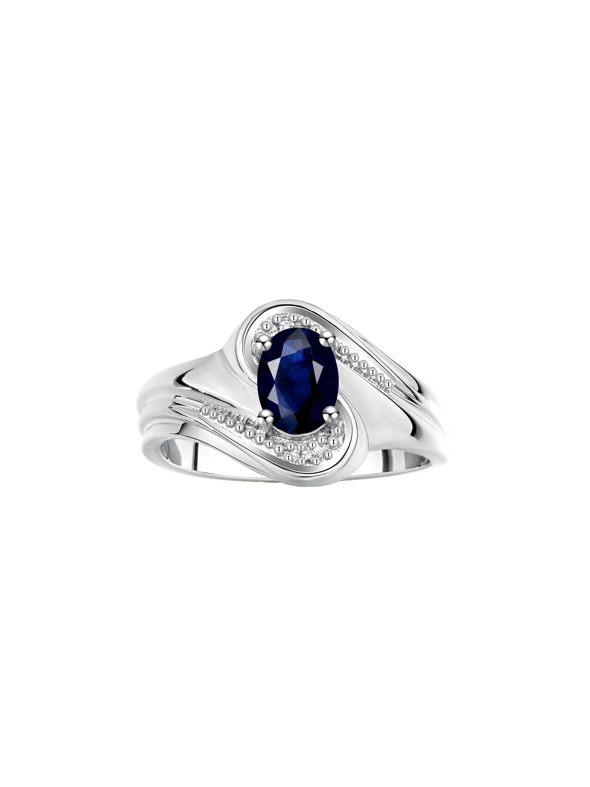 RYLOS Designer Swirl Style Ring Sterling Silver 925 : 7X5MM Oval Gemstone & Diamond Accent - Birthstone Jewelry for Women - Available in Sizes 5-10.
