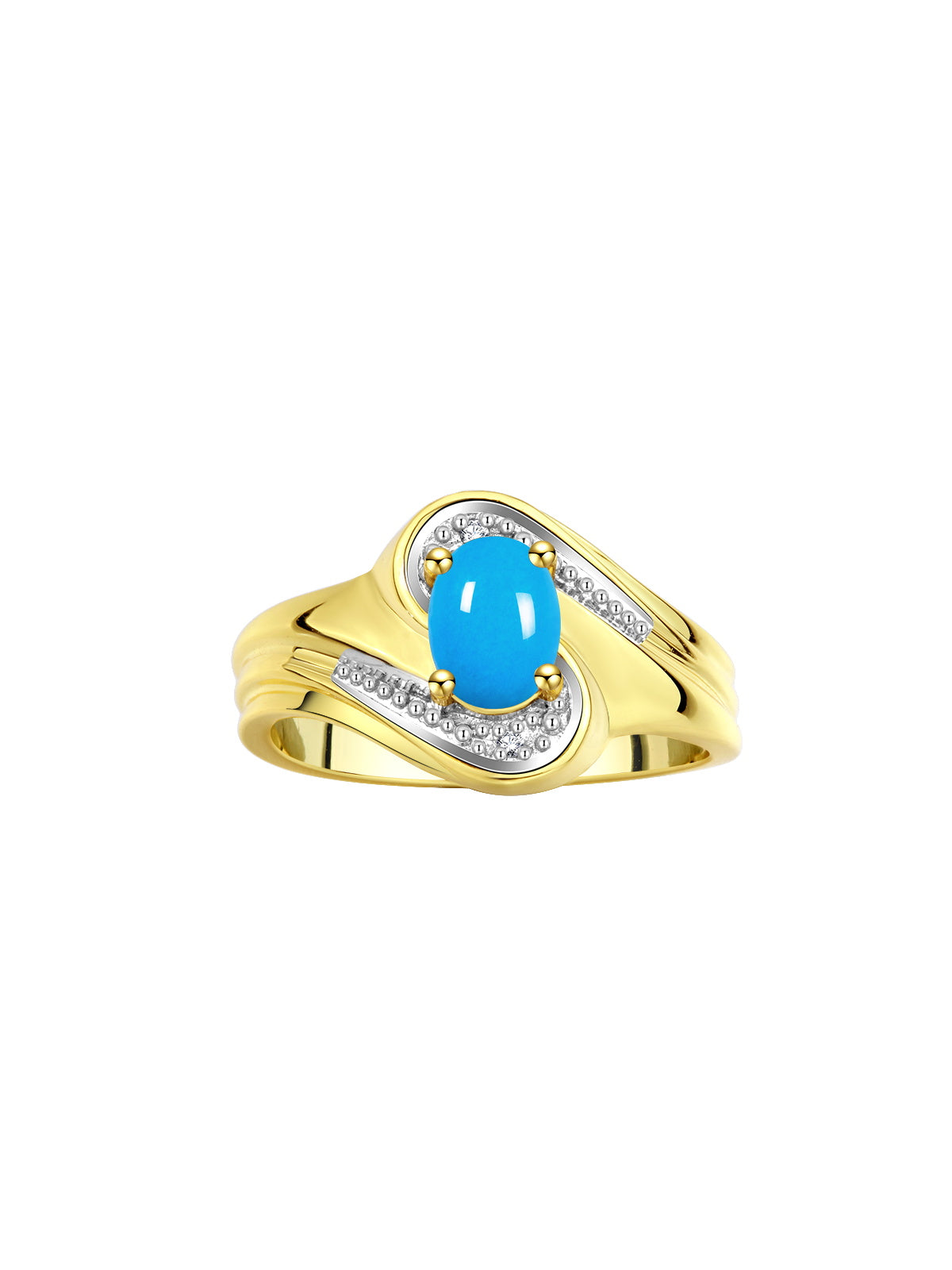 RYLOS Designer Swirl Style Ring Yellow Gold Plated Silver 925 : 7X5MM Oval Gemstone & Diamond Accent - Birthstone Jewelry for Women - Available in Sizes 5-10.