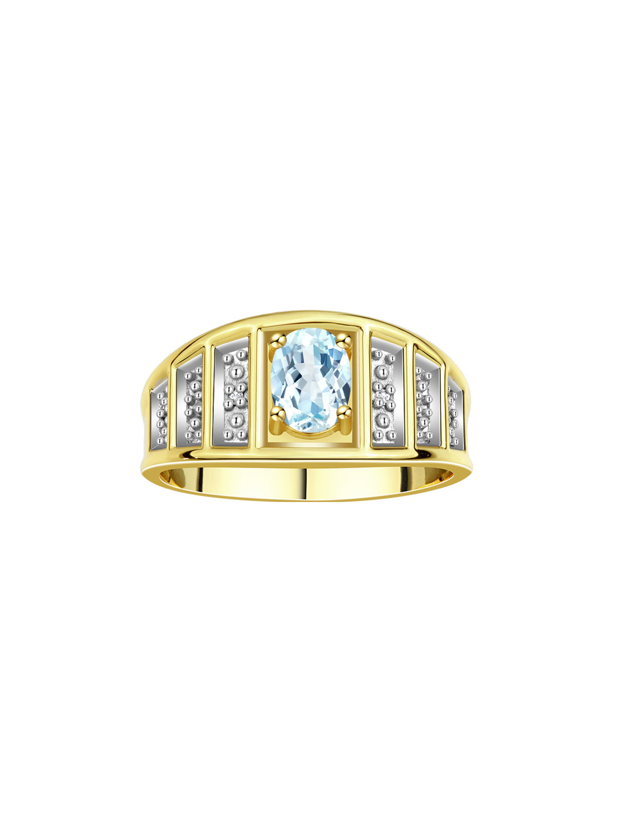 RYLOS Classic Style Ring with 7X5MM Oval Gemstone & Diamond Accent Elegant Birthstone Jewelry for Women and  in Yellow Gold Plated Silver Available in Sizes 5-10