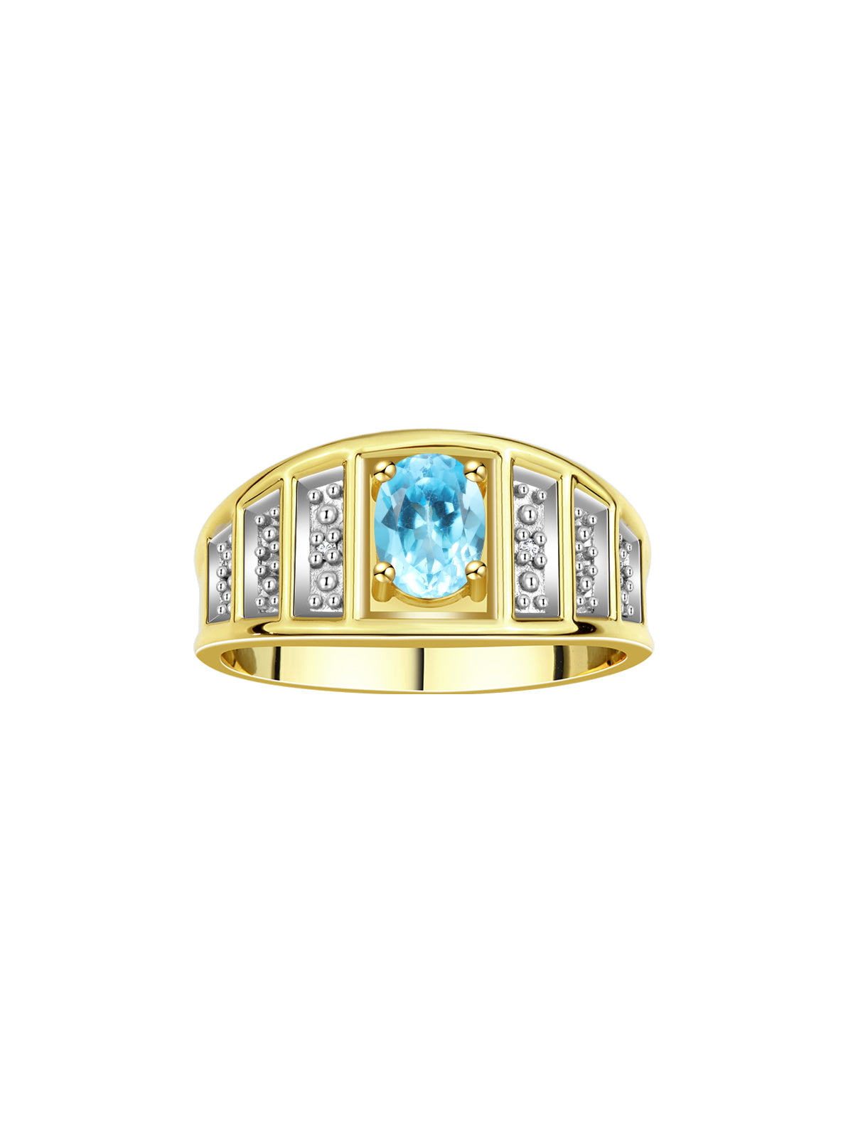 RYLOS Classic Style Ring with 7X5MM Oval Gemstone & Diamond Accent Elegant Birthstone Jewelry for Women and  in Yellow Gold Plated Silver Available in Sizes 5-10