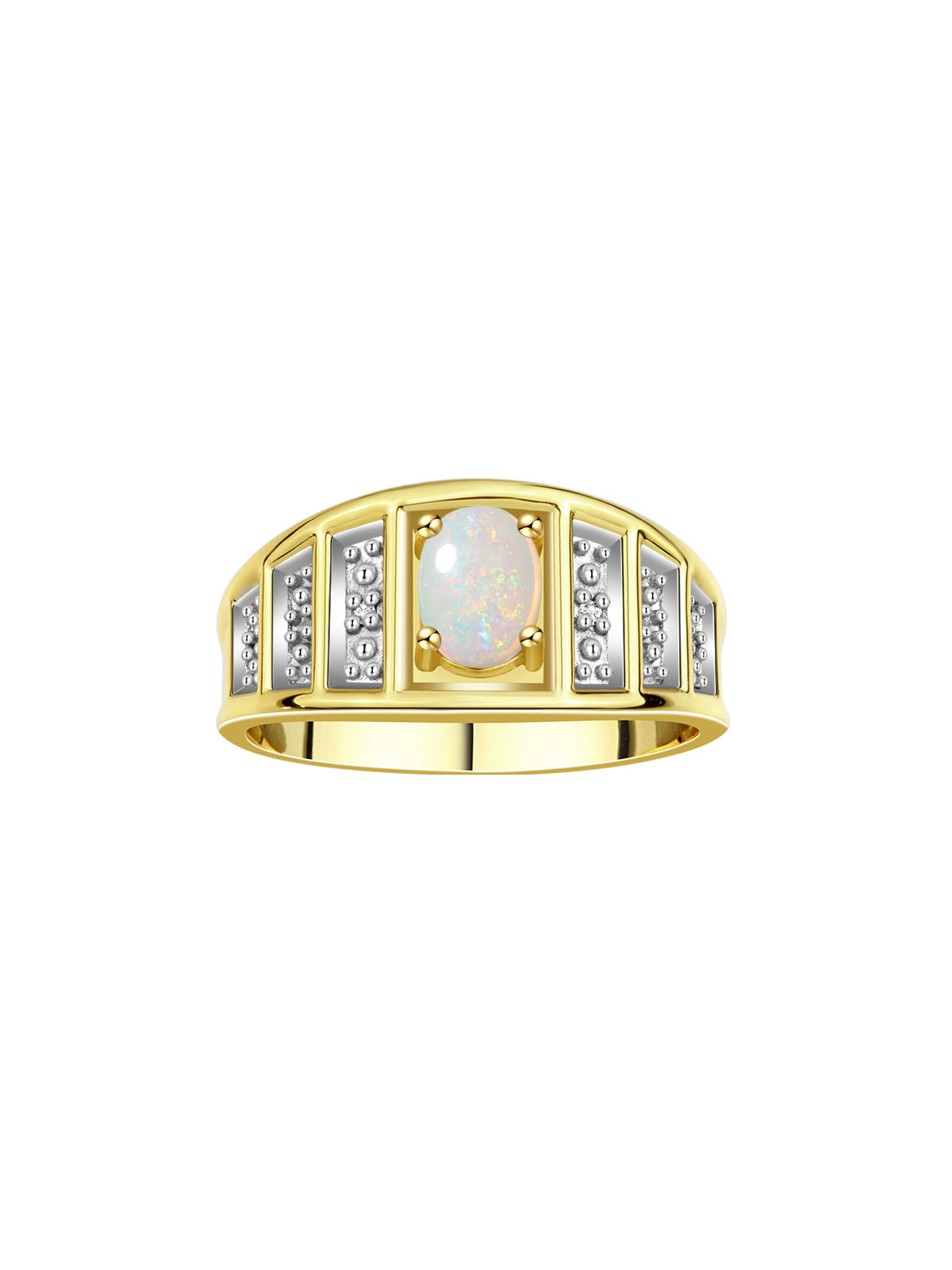 RYLOS Classic Style Ring with 7X5MM Oval Gemstone & Diamond Accent Elegant Birthstone Jewelry for Women and  in Yellow Gold Plated Silver Available in Sizes 5-10