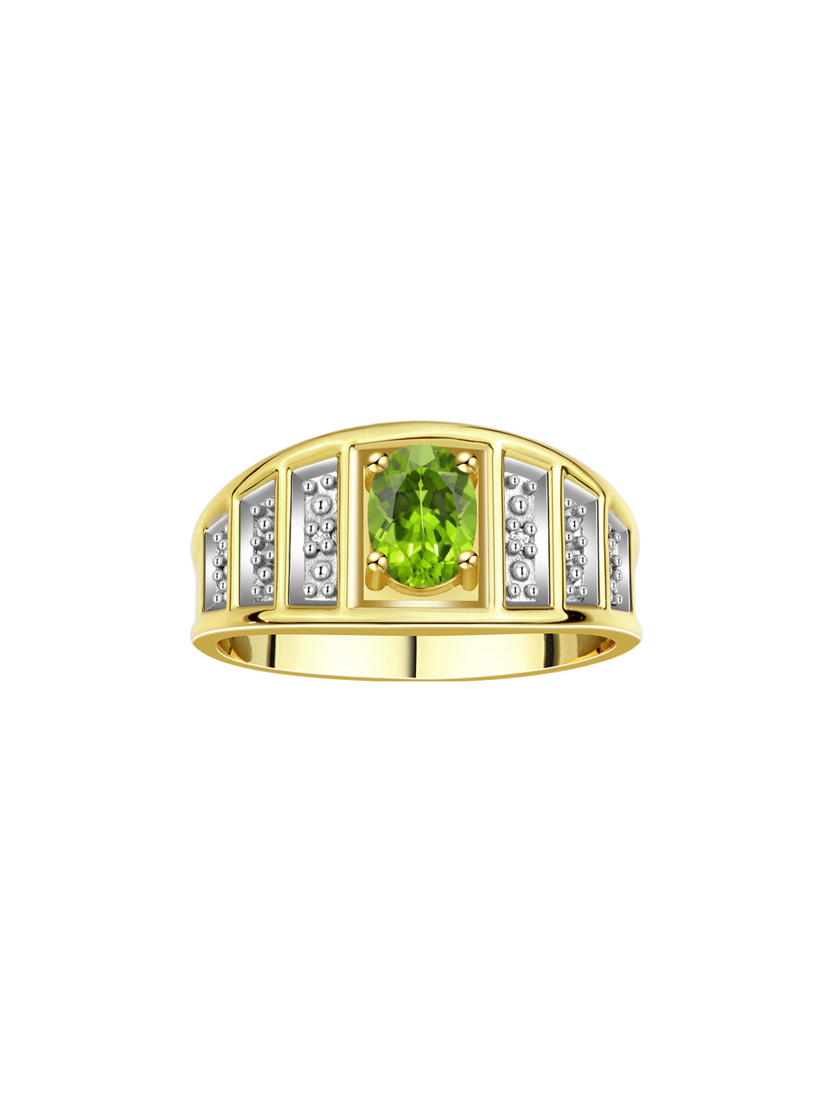 RYLOS Classic Style Ring with 7X5MM Oval Gemstone & Diamond Accent Elegant Birthstone Jewelry for Women and  in Yellow Gold Plated Silver Available in Sizes 5-10