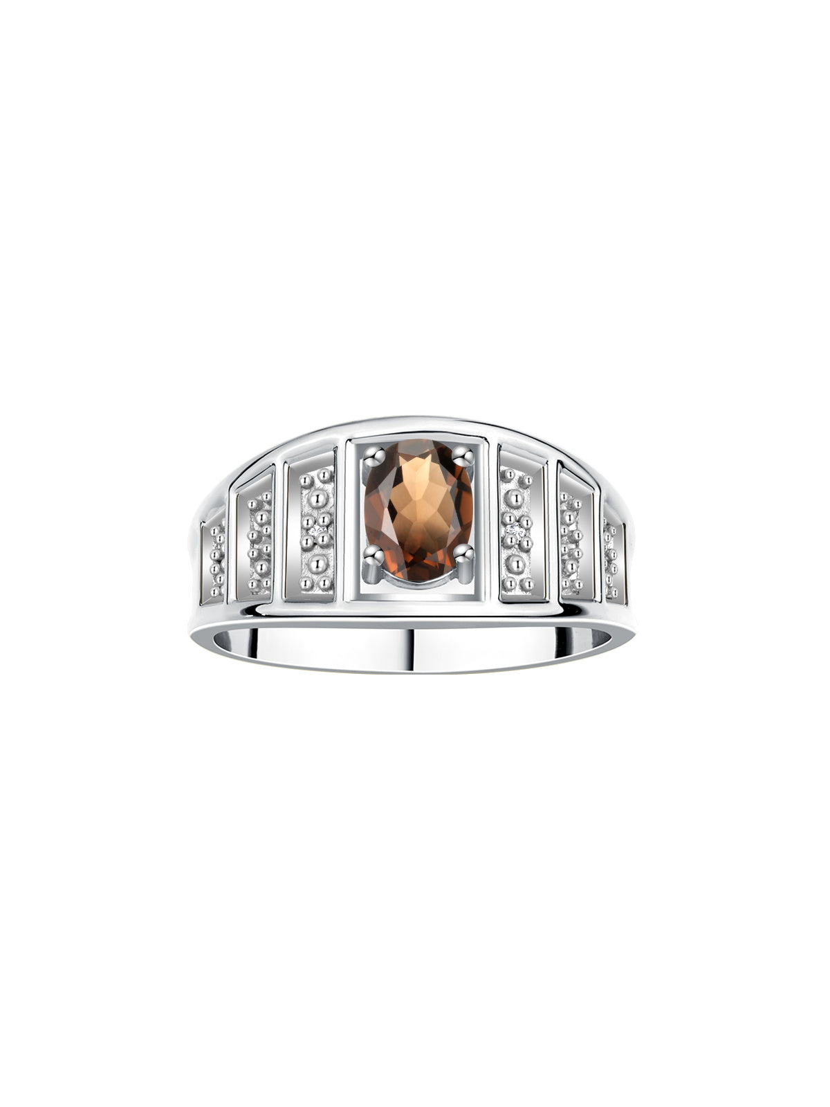 RYLOS 14K White Gold Classic Style Ring with 7X5MM Oval Gemstone & Diamond Accent Elegant Birthstone Jewelry for Women and  Available in Sizes 5-10