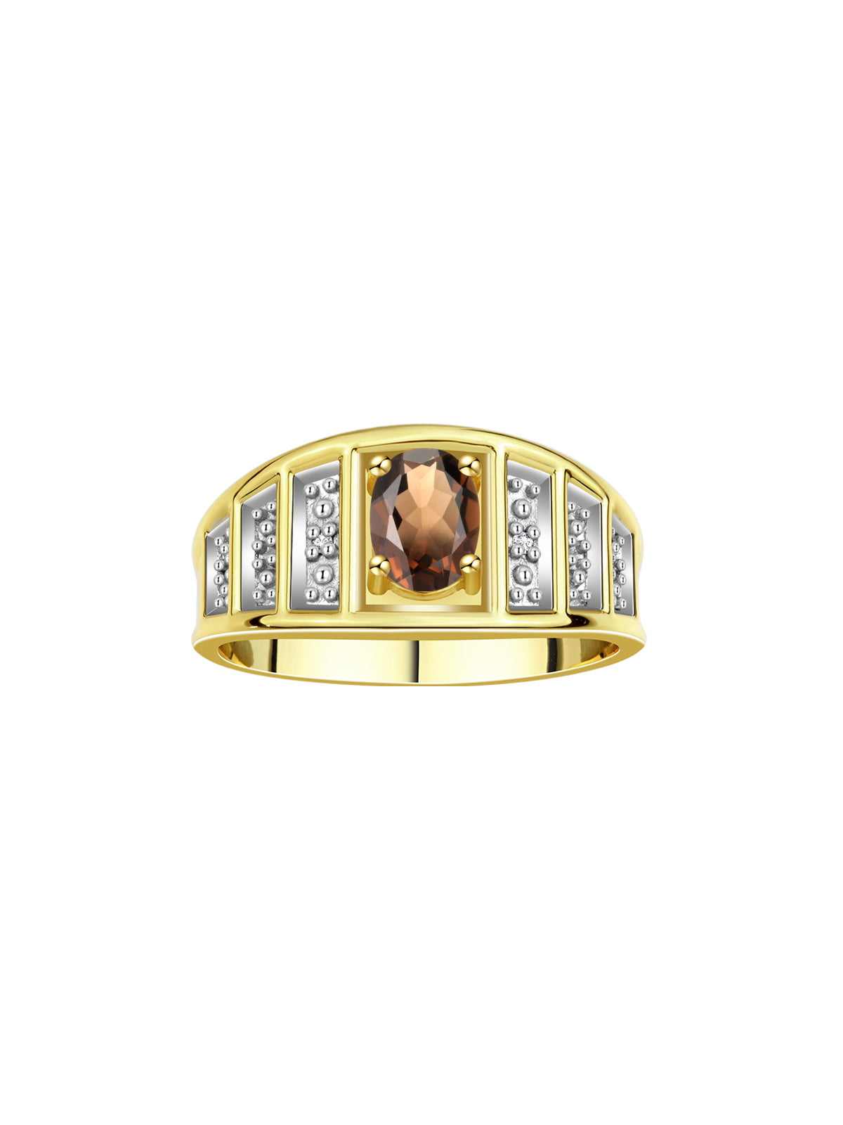 RYLOS Classic Style Ring with 7X5MM Oval Gemstone & Diamond Accent Elegant Birthstone Jewelry for Women and  in Yellow Gold Plated Silver Available in Sizes 5-10
