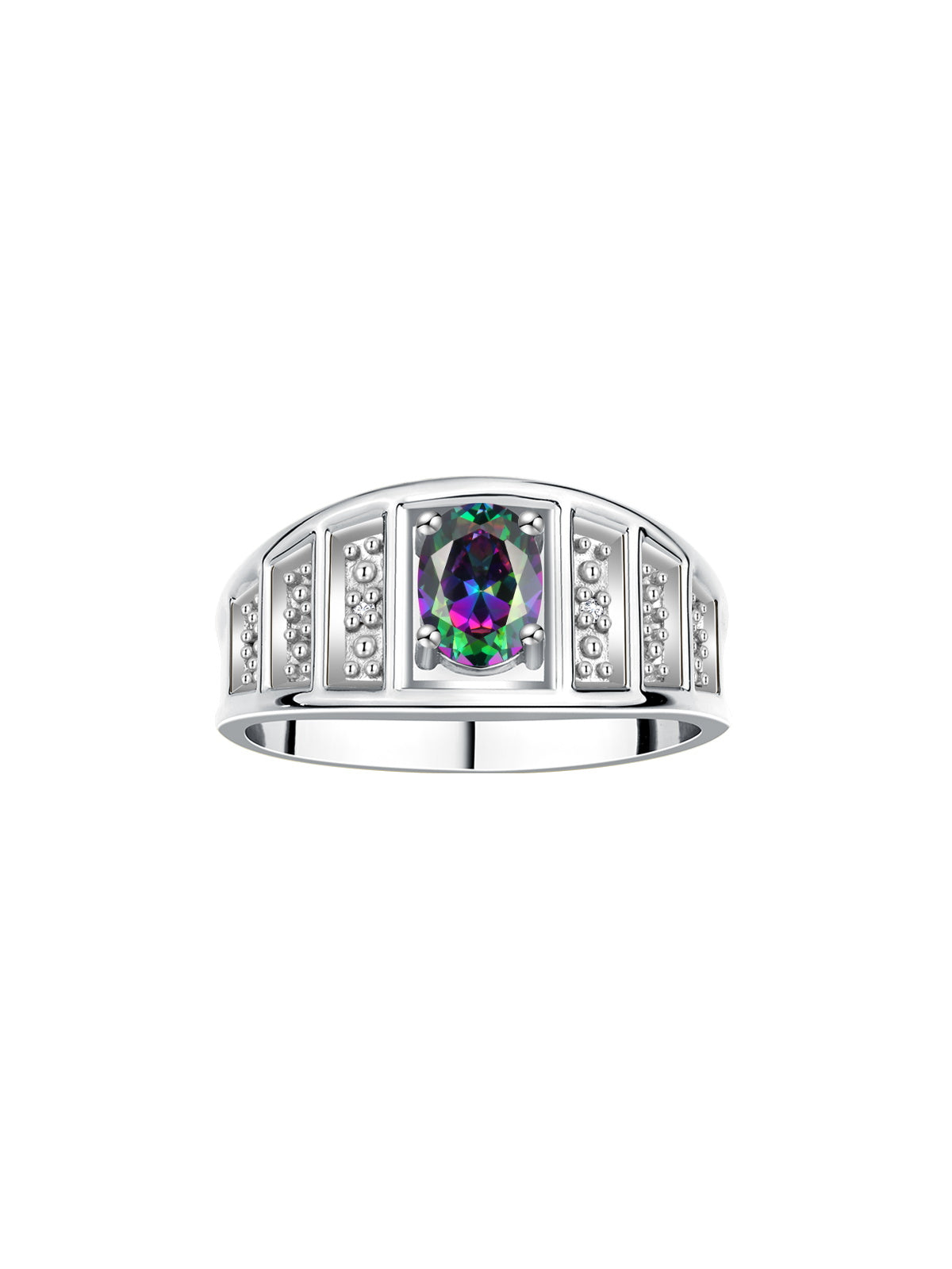 RYLOS Classic Style Ring with 7X5MM Oval Gemstone & Diamond Accent Elegant Birthstone Jewelry for Women and  in Sterling Silver Available in Sizes 5-10