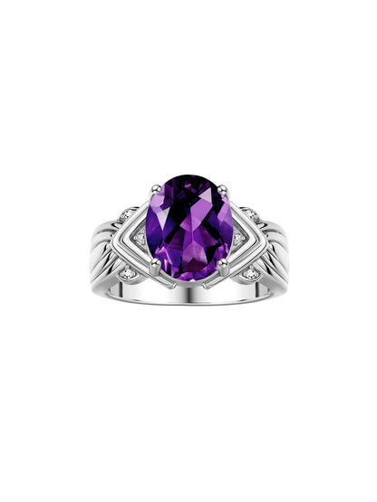 RYLOS Ring with 12X10MM Gemstone & Diamonds – Striking Ring for Middle or Pointer Finger – Elegant Sterling Silver Jewelry for Women – Available in Sizes 5-13