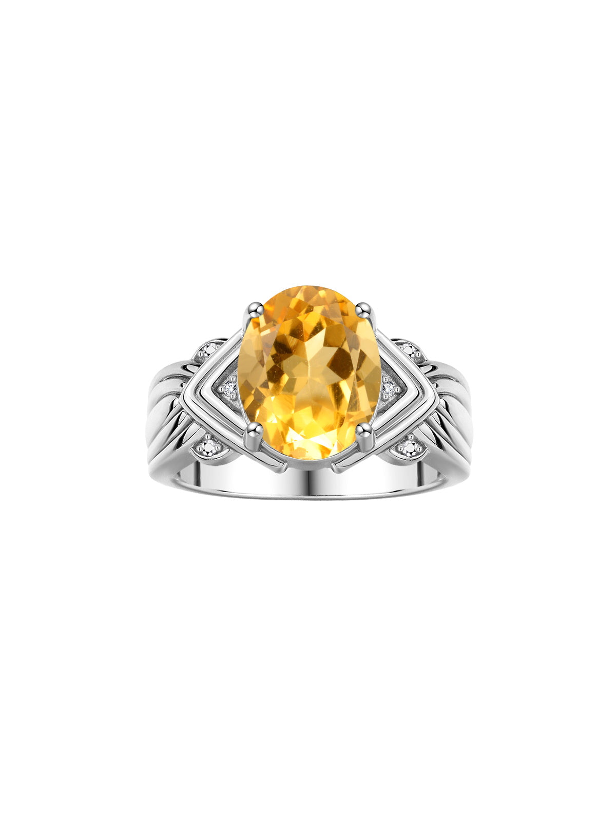 RYLOS 14K White Gold Ring with 12X10MM Gemstone & Diamonds – Striking Ring for Middle or Pointer Finger – Exquisite Color Stone Jewelry for Women – Available in Sizes 5-13