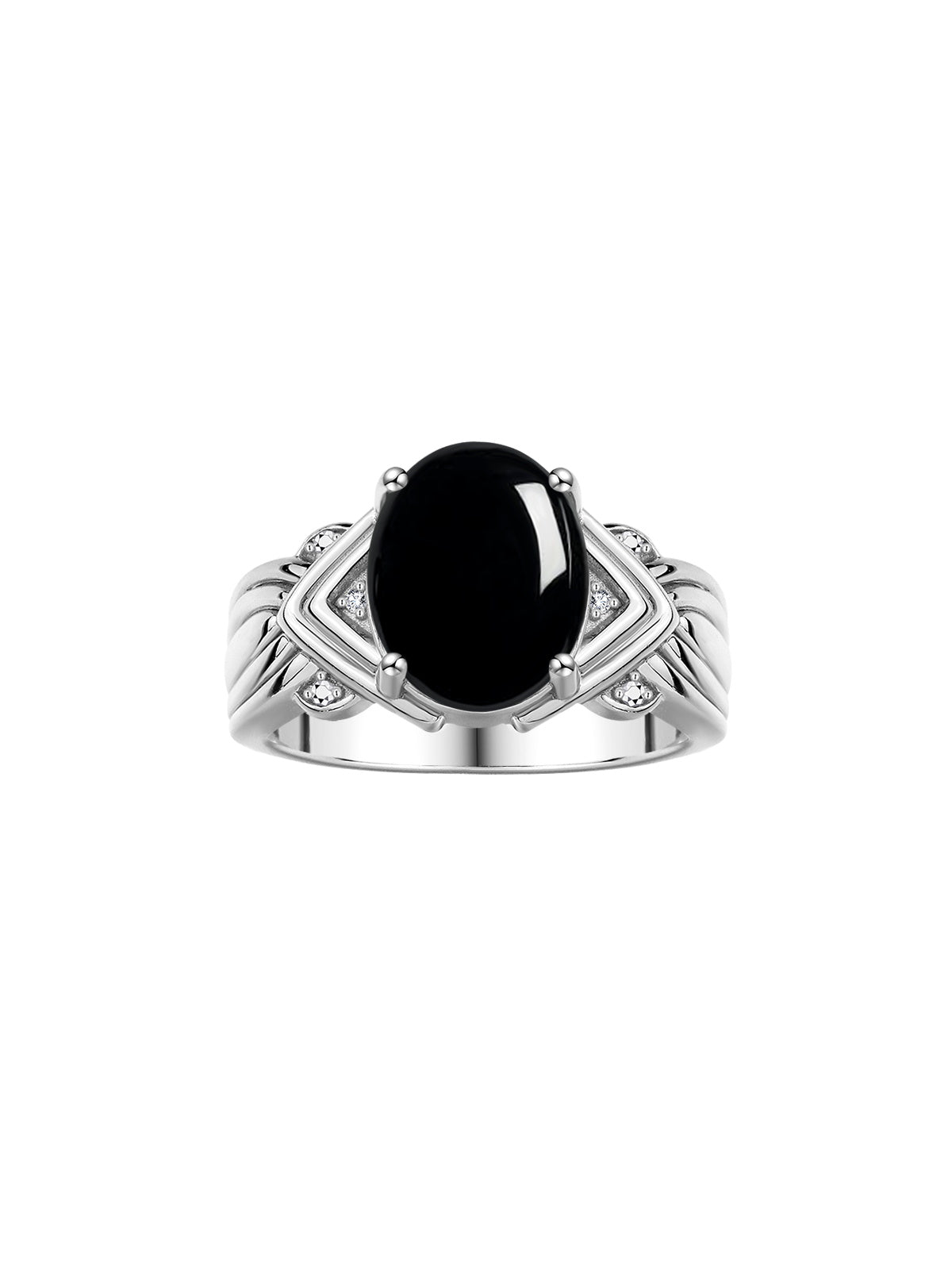 RYLOS Ring with 12X10MM Gemstone & Diamonds – Striking Ring for Middle or Pointer Finger – Elegant Sterling Silver Jewelry for Women – Available in Sizes 5-13