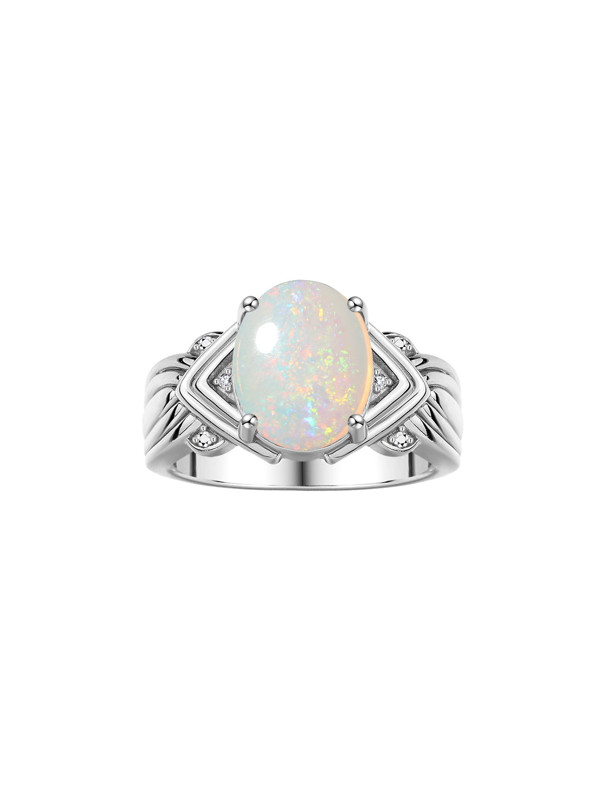 RYLOS Ring with 12X10MM Gemstone & Diamonds – Striking Ring for Middle or Pointer Finger – Elegant Sterling Silver Jewelry for Women – Available in Sizes 5-13