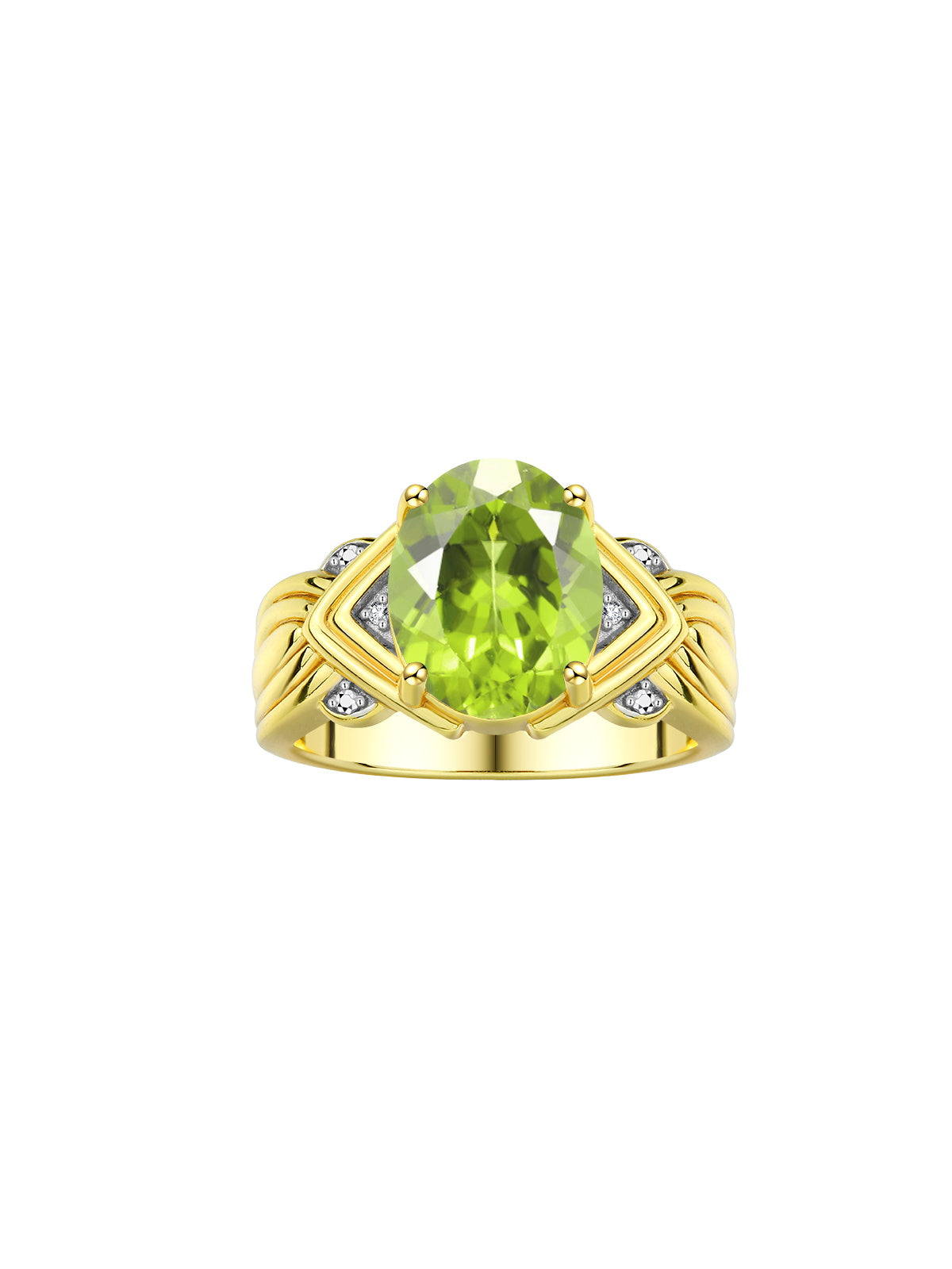 RYLOS 14K Yellow Gold Ring with 12X10MM Gemstone & Diamonds – Striking Ring for Middle or Pointer Finger – Exquisite Color Stone Jewelry for Women – Available in Sizes 5-13