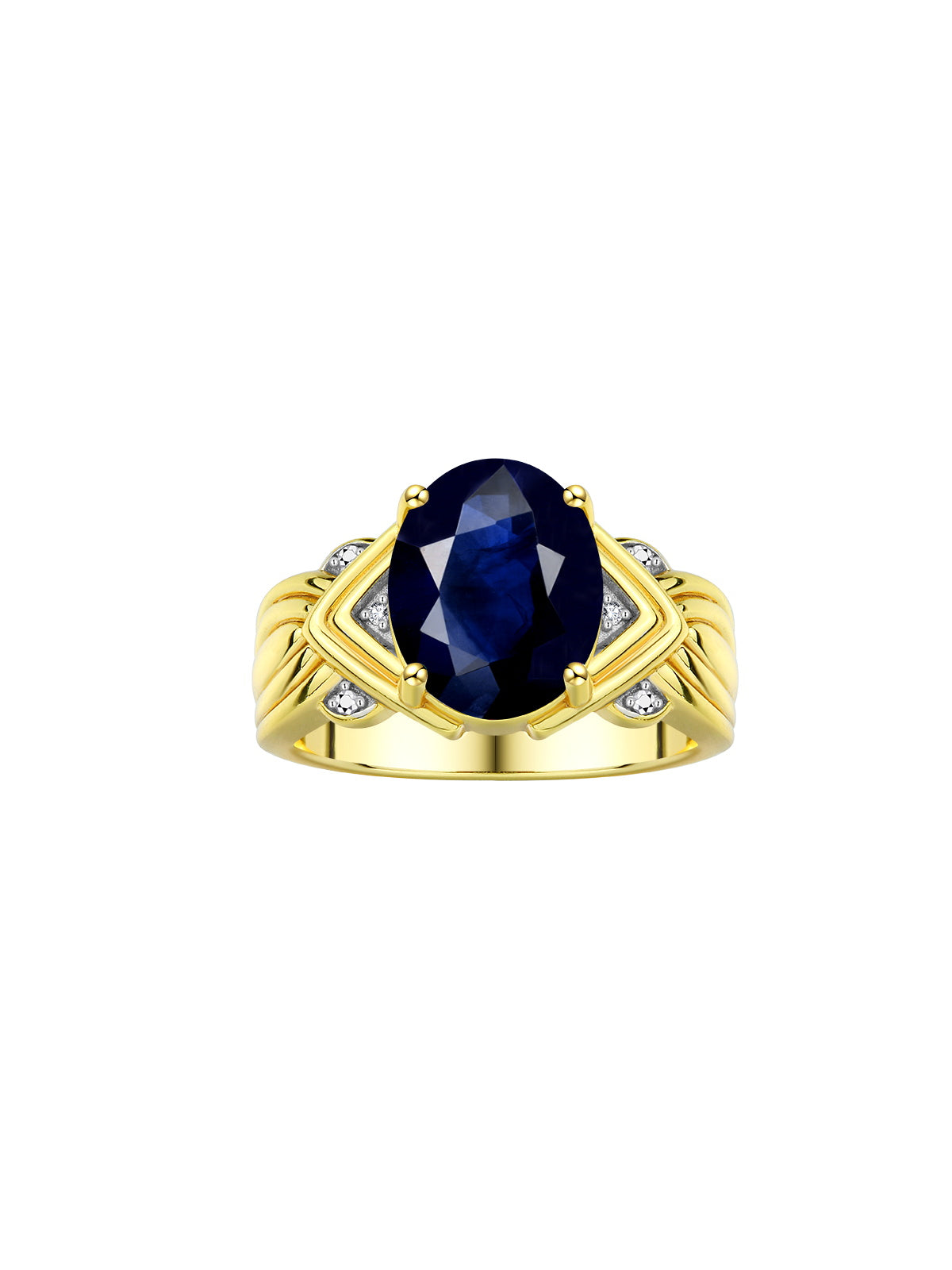 RYLOS 14K Yellow Gold Ring with 12X10MM Gemstone & Diamonds – Striking Ring for Middle or Pointer Finger – Exquisite Color Stone Jewelry for Women – Available in Sizes 5-13