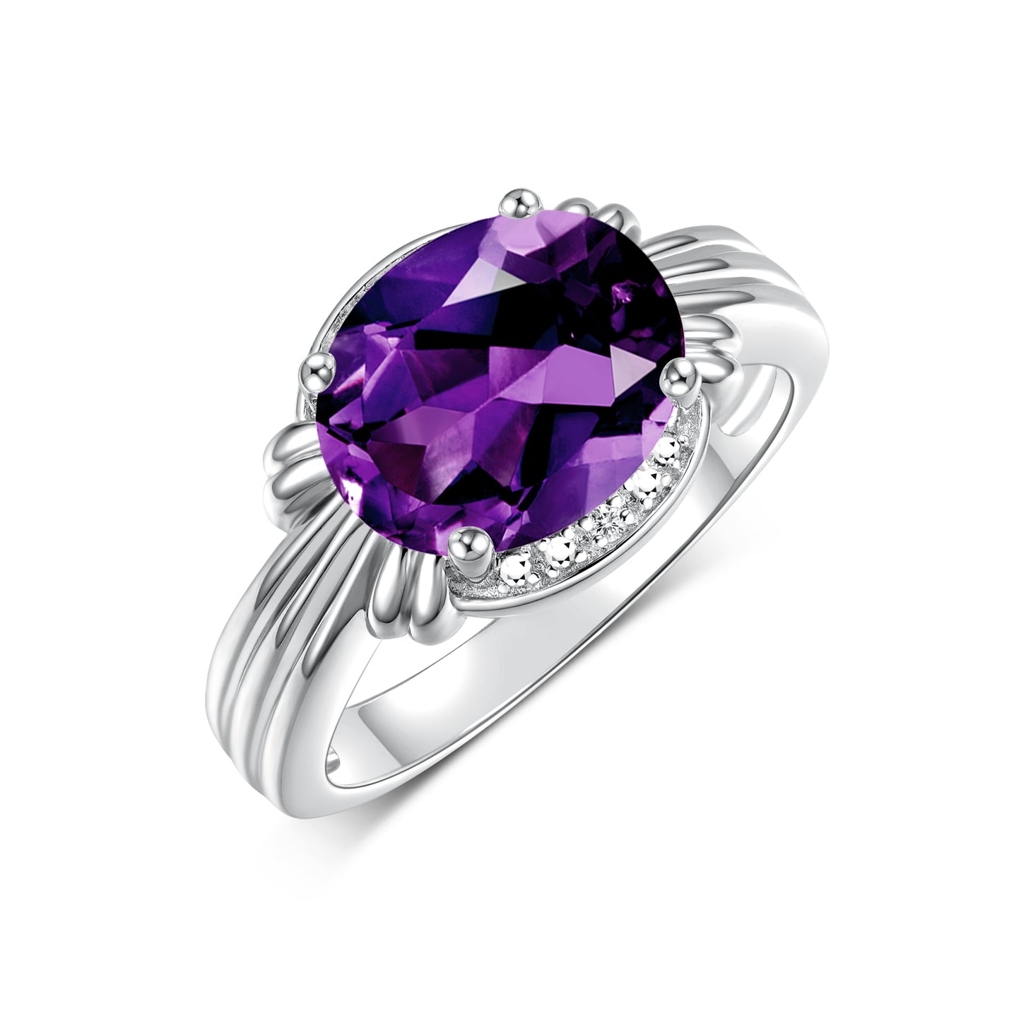 RYLOS 14K White Gold Ring with 12X10MM Gemstone & Diamonds Stunning Ring for Middle or Pointer Finger Exquisite Color Stone Jewelry for Women Available in Sizes 5-13