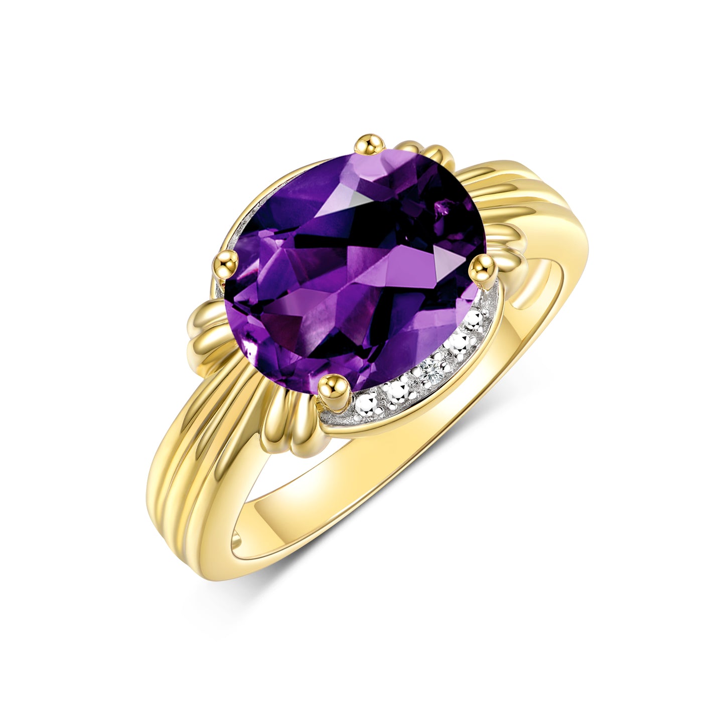 RYLOS 14K Yellow Gold Ring with 12X10MM Gemstone & Diamonds Stunning Ring for Middle or Pointer Finger Exquisite Color Stone Jewelry for Women Available in Sizes 5-13