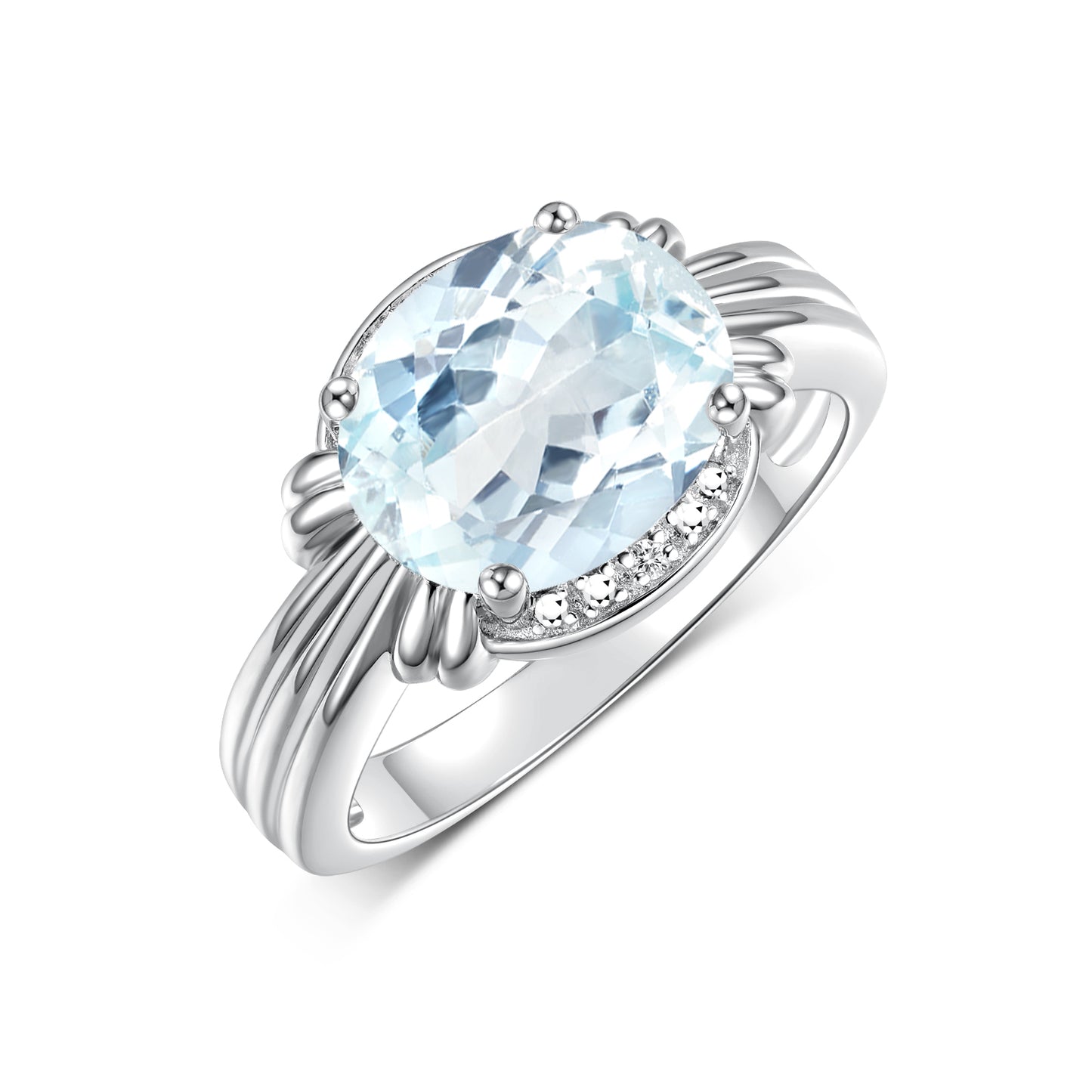 RYLOS 14K White Gold Ring with 12X10MM Gemstone & Diamonds Stunning Ring for Middle or Pointer Finger Exquisite Color Stone Jewelry for Women Available in Sizes 5-13