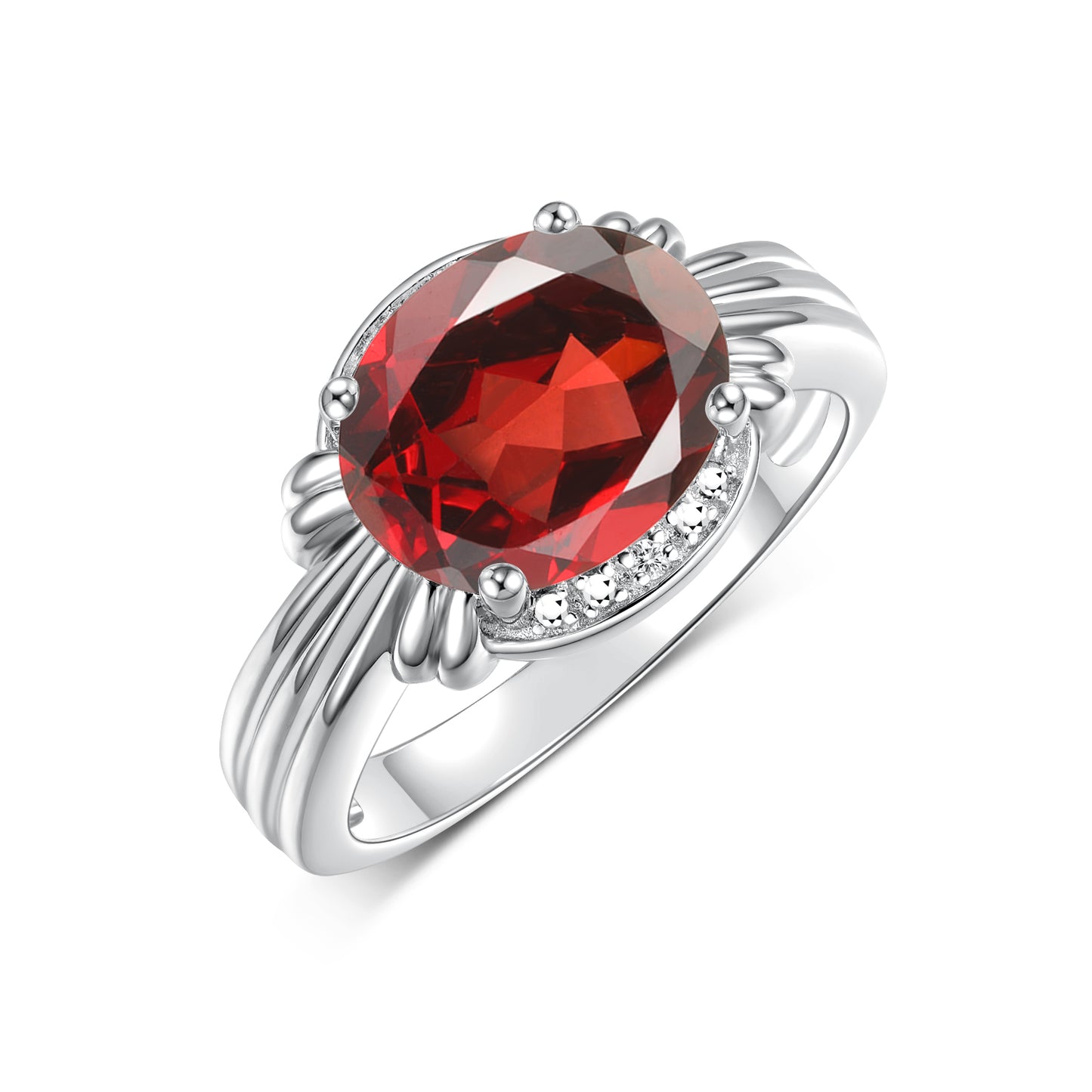 RYLOS Ring with 12X10MM Gemstone & Diamonds Striking Ring for Middle or Pointer Finger Exquisite Jewelry for Women in Sterling Silver Available in Sizes 5-13