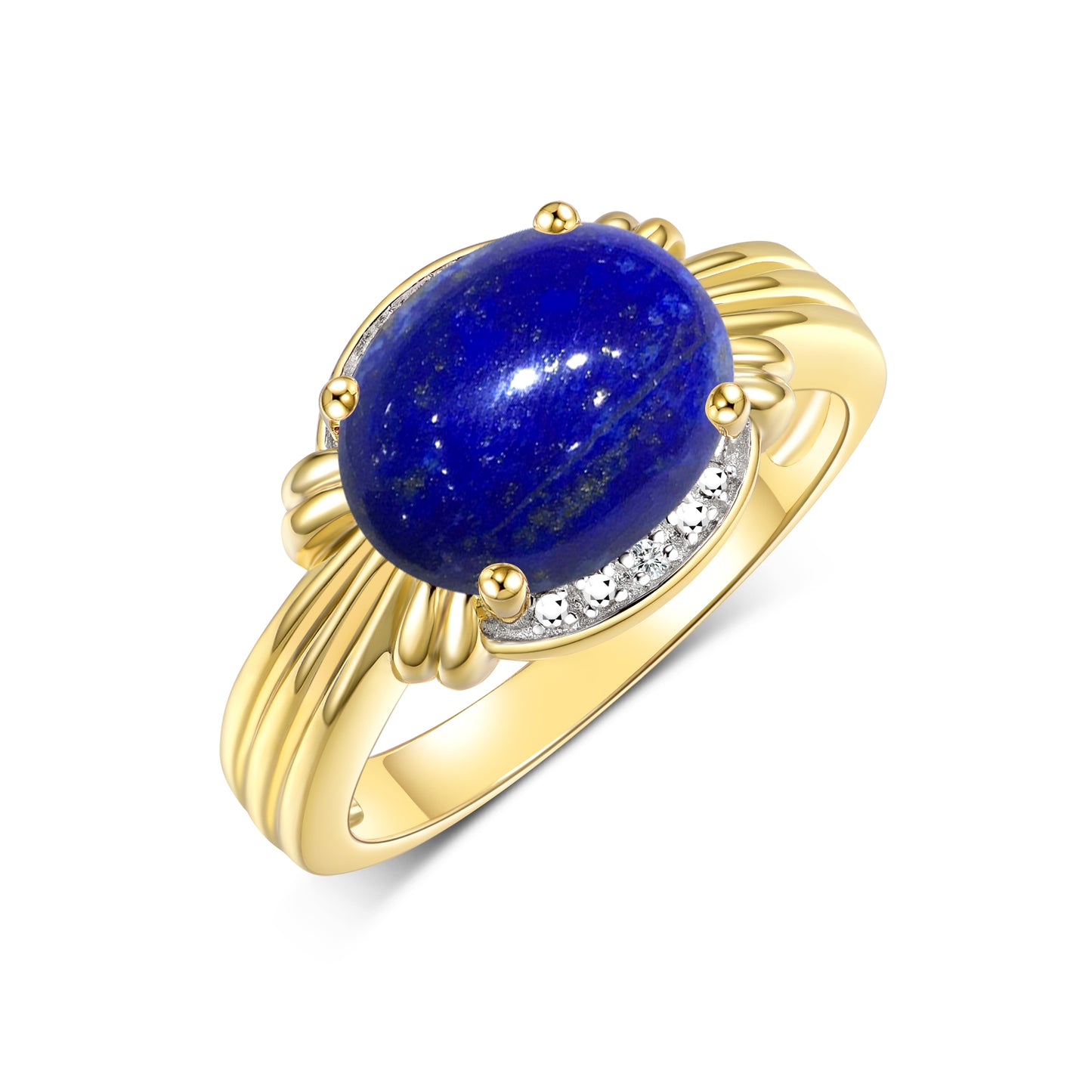 RYLOS Ring with 12X10MM Gemstone & Diamonds Striking Ring for Middle or Pointer Finger Exquisite Jewelry for Women in Yellow Gold Plated Silver Available in Sizes 5-13