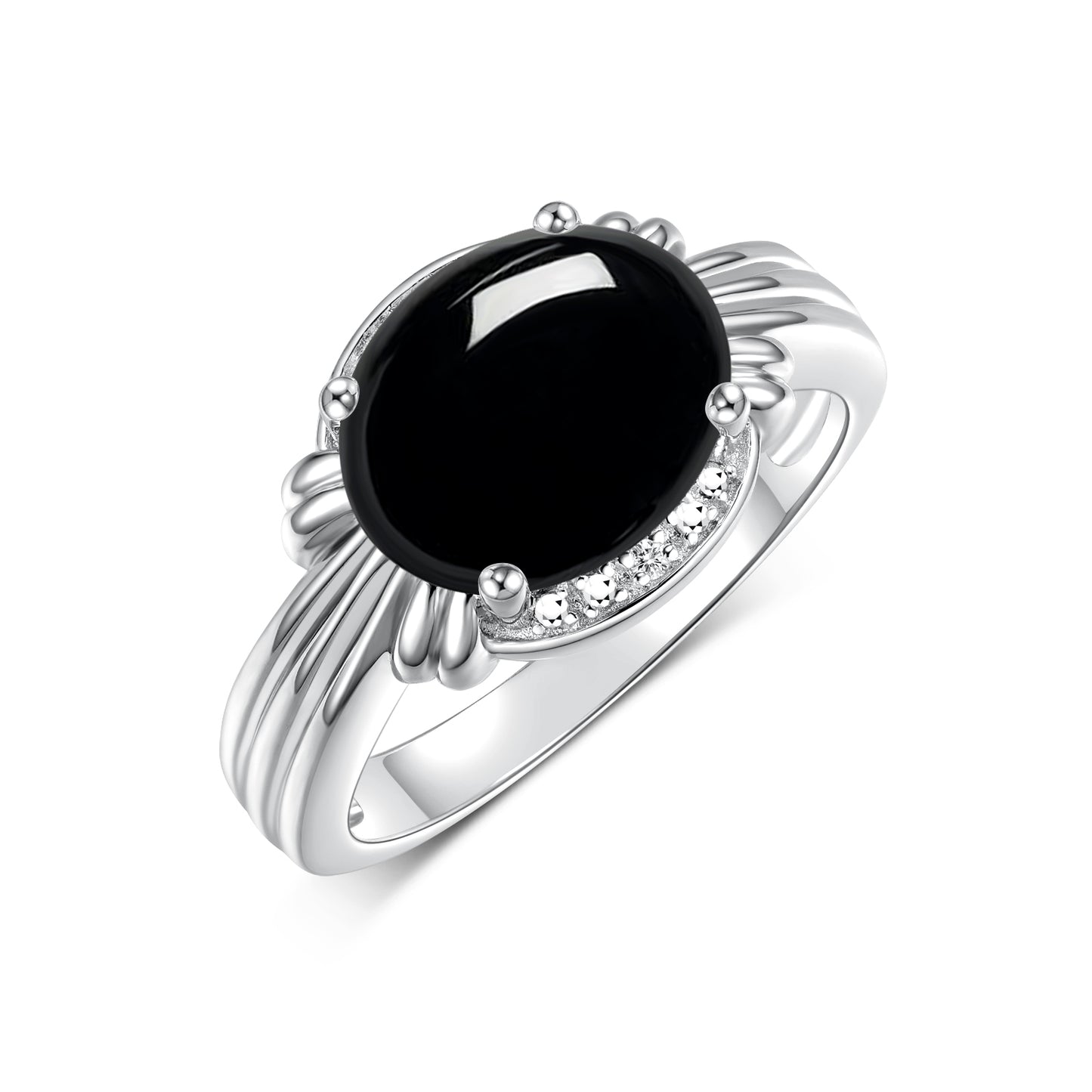 RYLOS Ring with 12X10MM Gemstone & Diamonds Striking Ring for Middle or Pointer Finger Exquisite Jewelry for Women in Sterling Silver Available in Sizes 5-13
