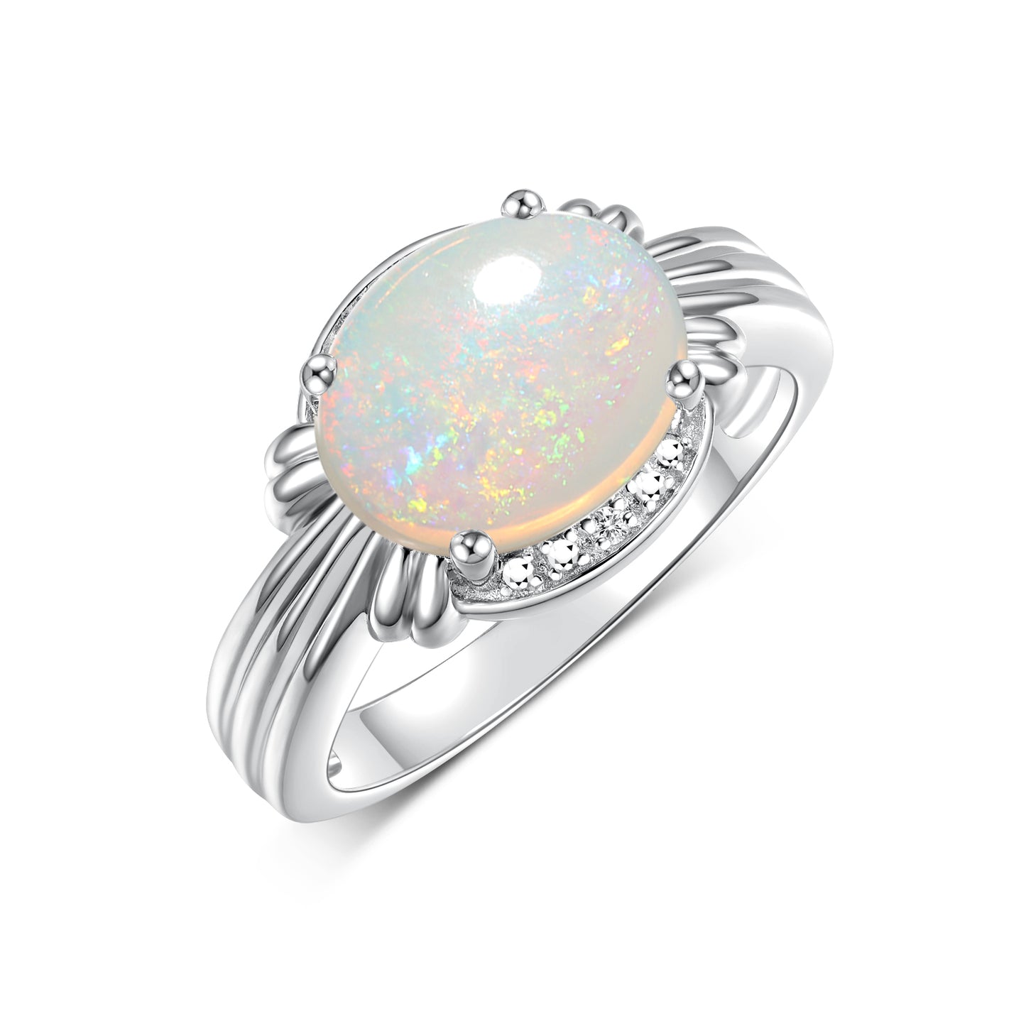 RYLOS 14K White Gold Ring with 12X10MM Gemstone & Diamonds Stunning Ring for Middle or Pointer Finger Exquisite Color Stone Jewelry for Women Available in Sizes 5-13