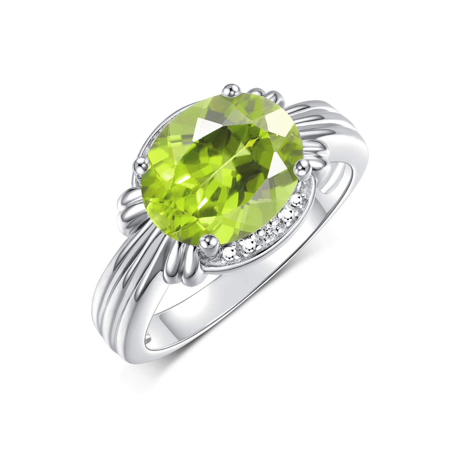 RYLOS 14K White Gold Ring with 12X10MM Gemstone & Diamonds Stunning Ring for Middle or Pointer Finger Exquisite Color Stone Jewelry for Women Available in Sizes 5-13