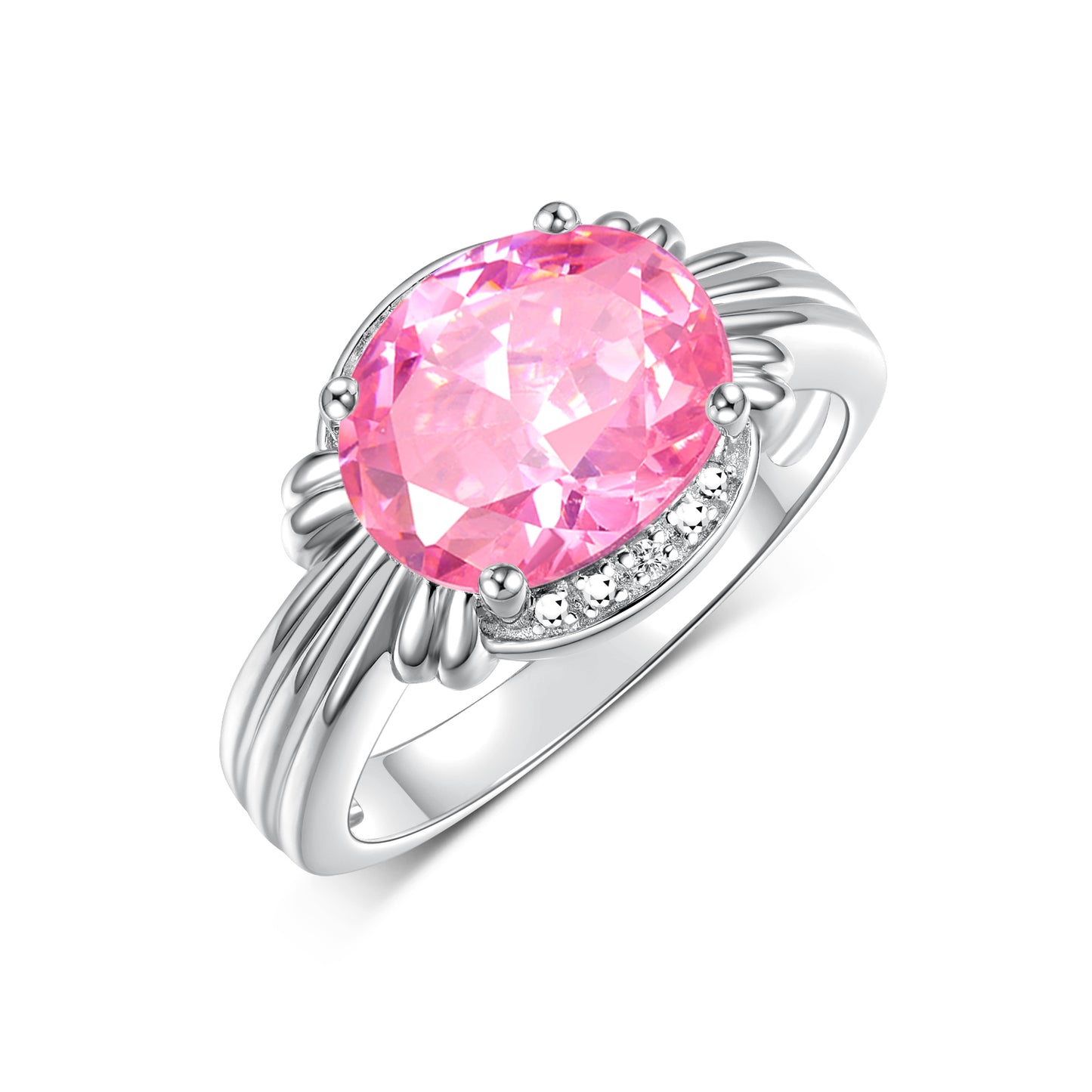 RYLOS 14K White Gold Ring with 12X10MM Gemstone & Diamonds Stunning Ring for Middle or Pointer Finger Exquisite Color Stone Jewelry for Women Available in Sizes 5-13