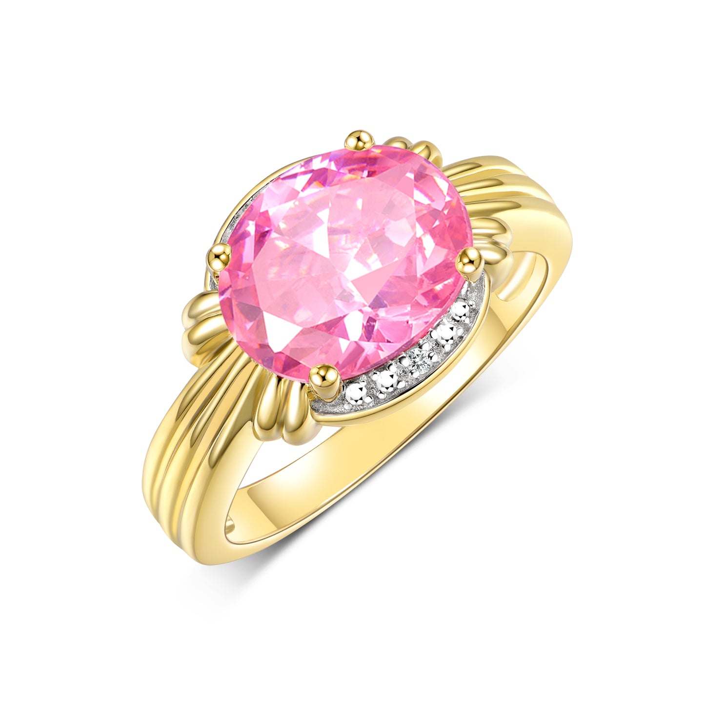 RYLOS 14K Yellow Gold Ring with 12X10MM Gemstone & Diamonds Stunning Ring for Middle or Pointer Finger Exquisite Color Stone Jewelry for Women Available in Sizes 5-13