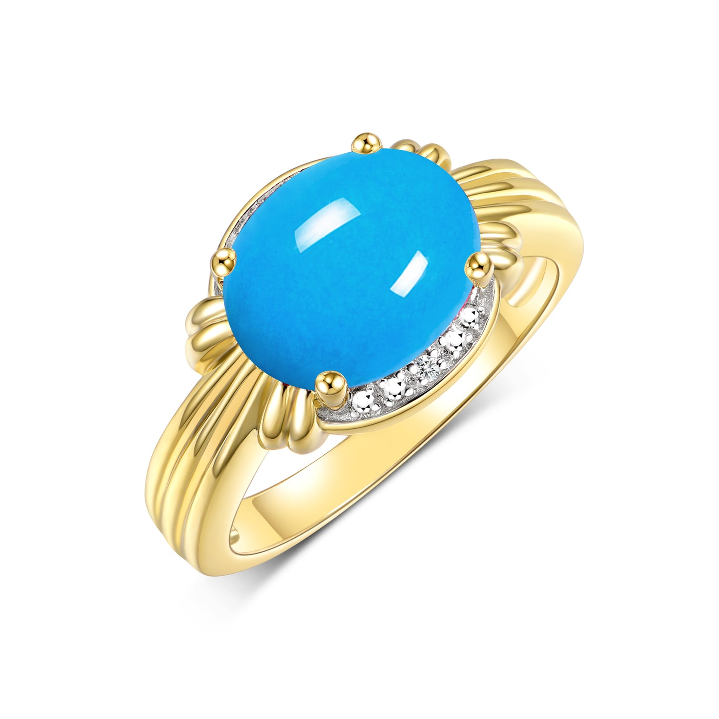 RYLOS 14K Yellow Gold Ring with 12X10MM Gemstone & Diamonds Stunning Ring for Middle or Pointer Finger Exquisite Color Stone Jewelry for Women Available in Sizes 5-13