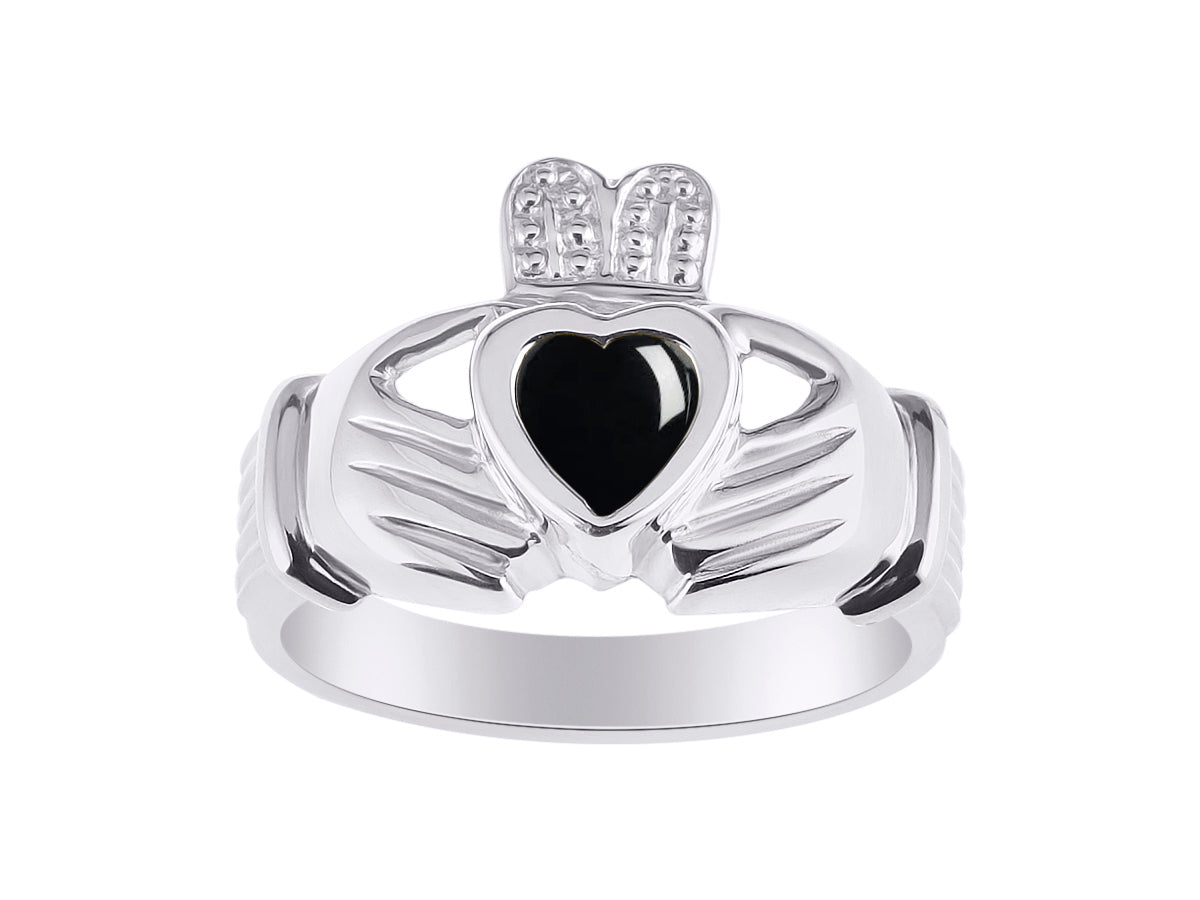RYLOS 14K White Gold Claddagh Ring Love, Loyalty & Friendship Heart 6MM Gem Irish Wedding Band - Exquisite Birthstone Jewelry for Women & Men - Available in Sizes 5-13