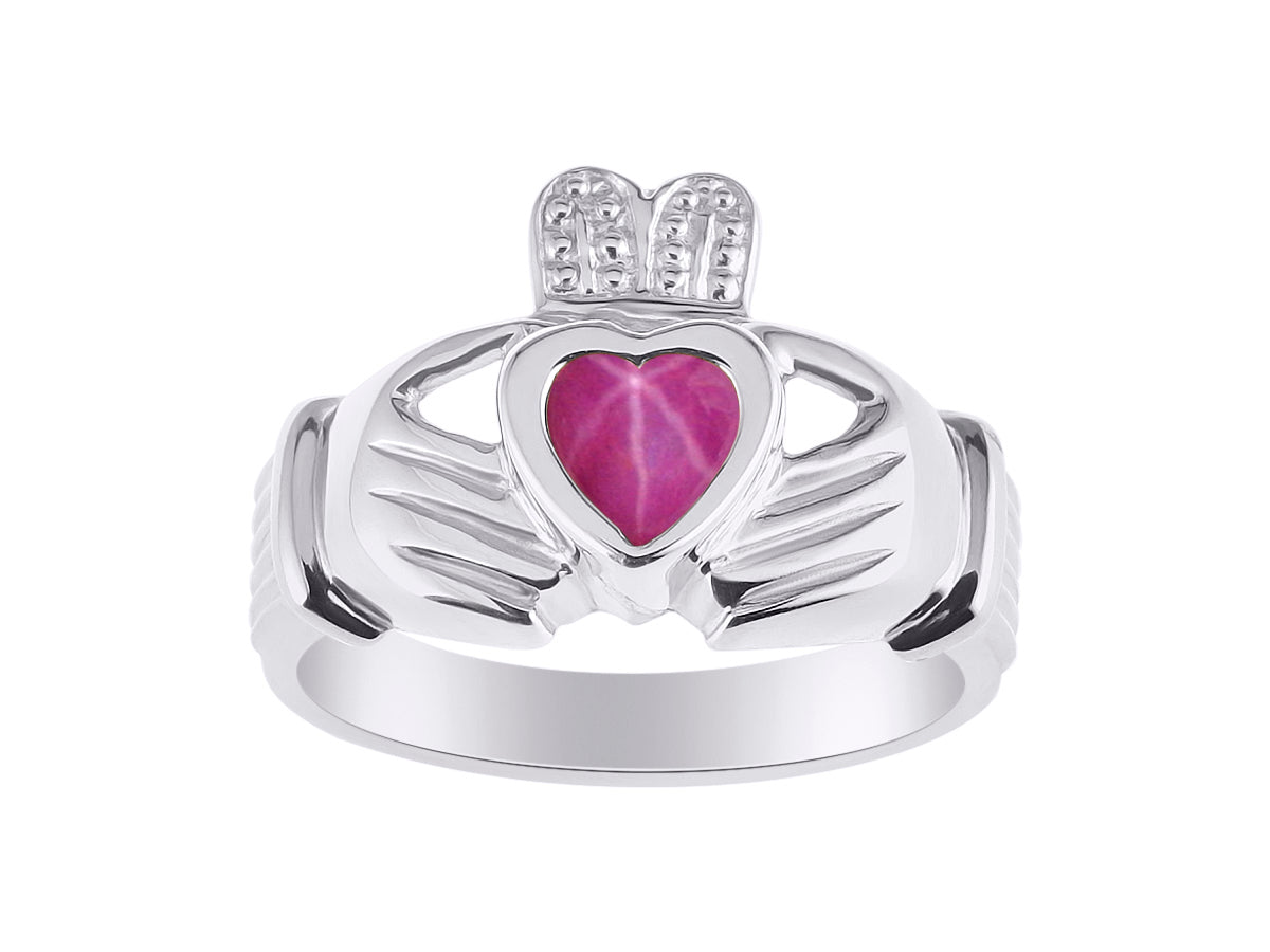 RYLOS Rings Sterling Silver Claddah Love, Loyalty & Friendship Heart 6MM Gem Irish Wedding Band Claddagh Rings Birthstone Jewelry for Women Sterling Silver Rings for Women & Men Size 5 - 13