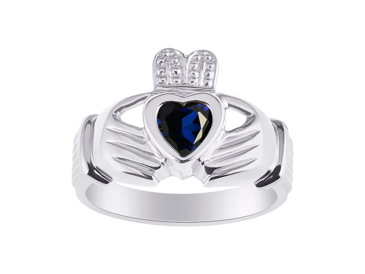 RYLOS Rings Sterling Silver Claddah Love, Loyalty & Friendship Heart 6MM Gem Irish Wedding Band Claddagh Rings Birthstone Jewelry for Women Sterling Silver Rings for Women & Men Size 5 - 13