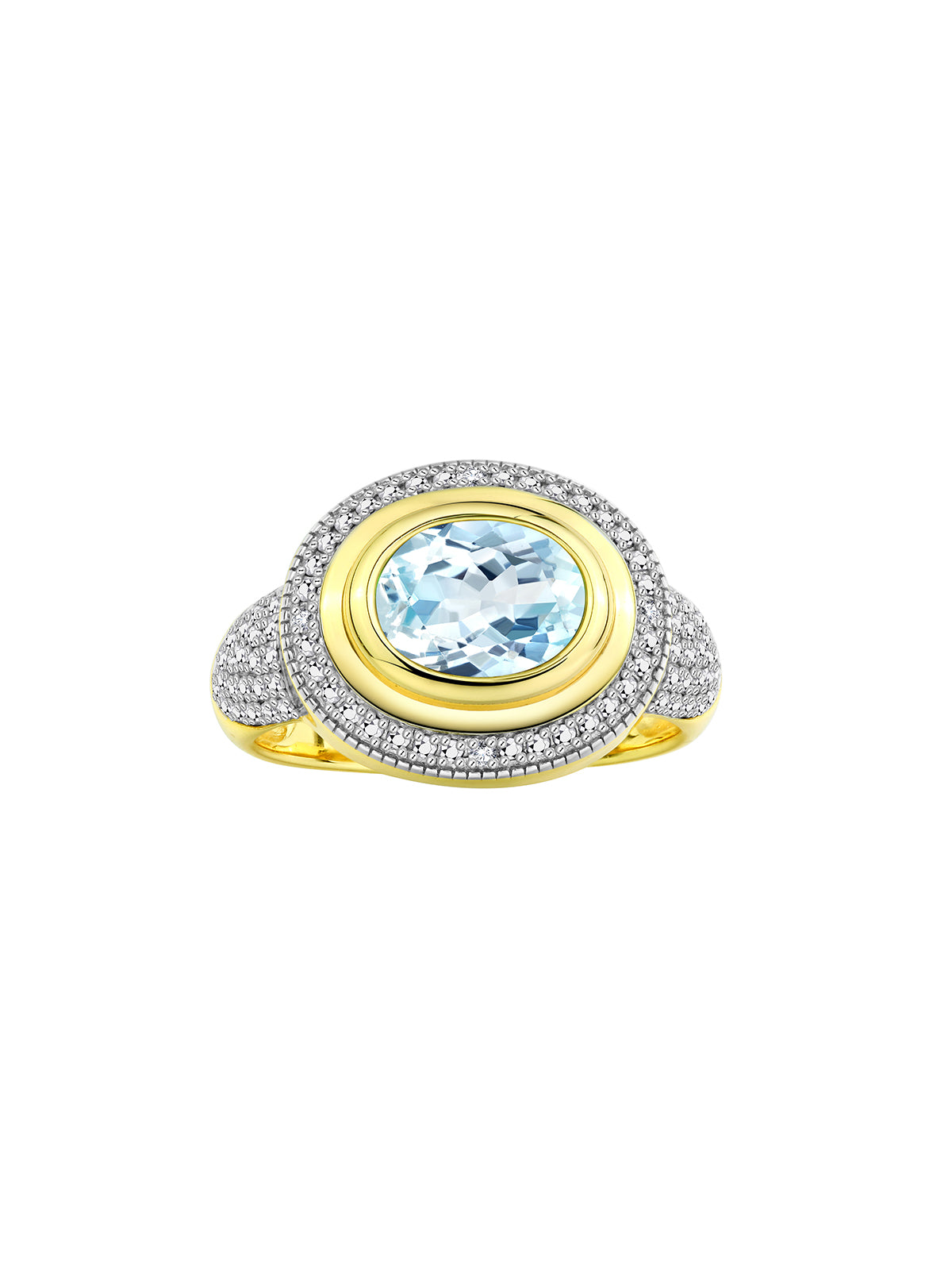 RYLOS 14K Yellow Gold Classic Ring with 9X7MM Oval Gemstone & Sparkling Diamonds Elegant Gem Jewelry for Women Available in Sizes 5-13