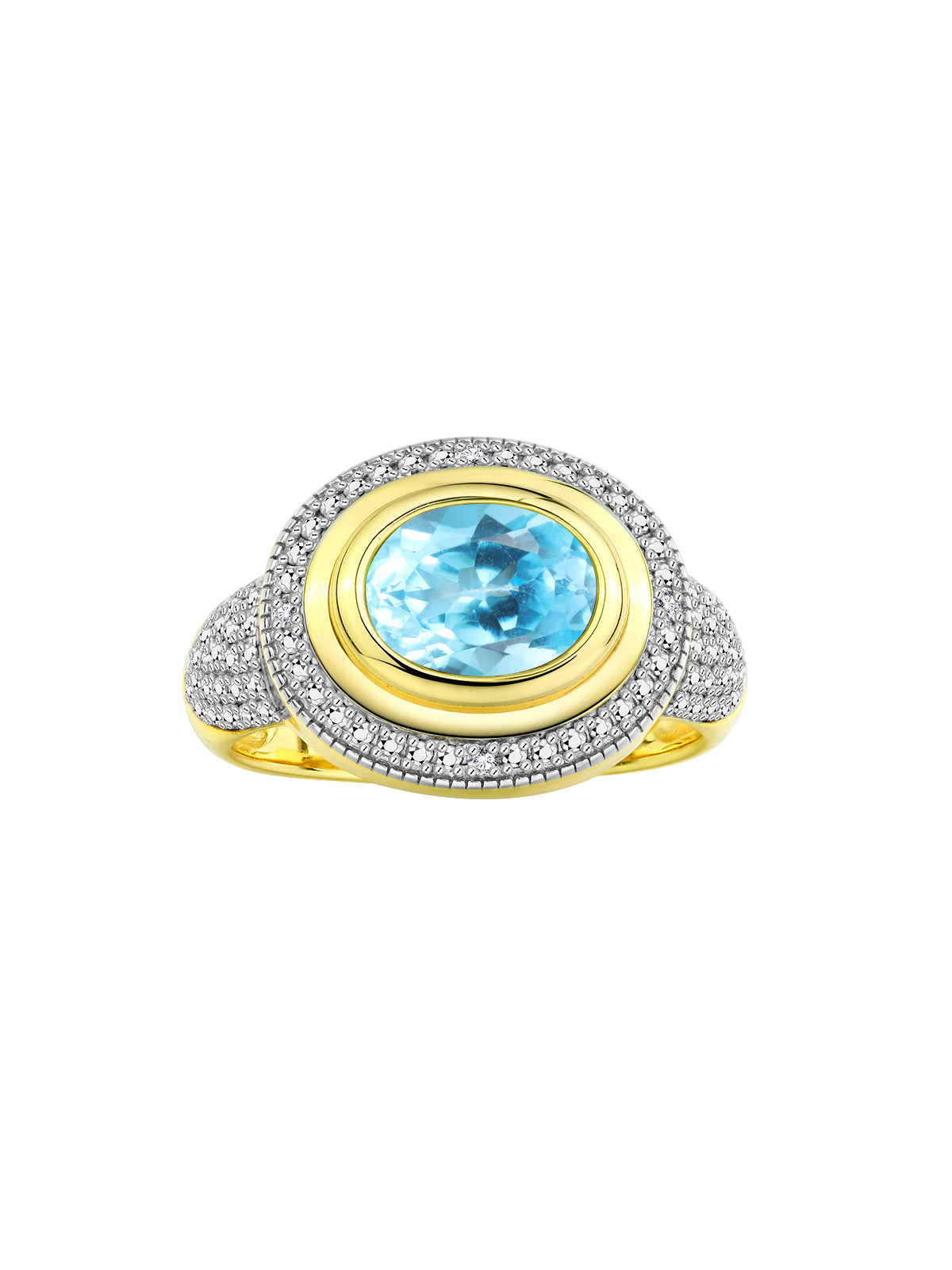 RYLOS Classic Ring with 9X7MM Oval Gemstone & Diamonds Radiant Color Stone Jewelry for Women in Yellow Gold Plated Silver Available in Sizes 5-13