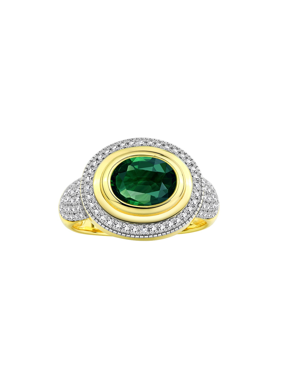 RYLOS Classic Ring with 9X7MM Oval Gemstone & Diamonds Radiant Color Stone Jewelry for Women in Yellow Gold Plated Silver Available in Sizes 5-13